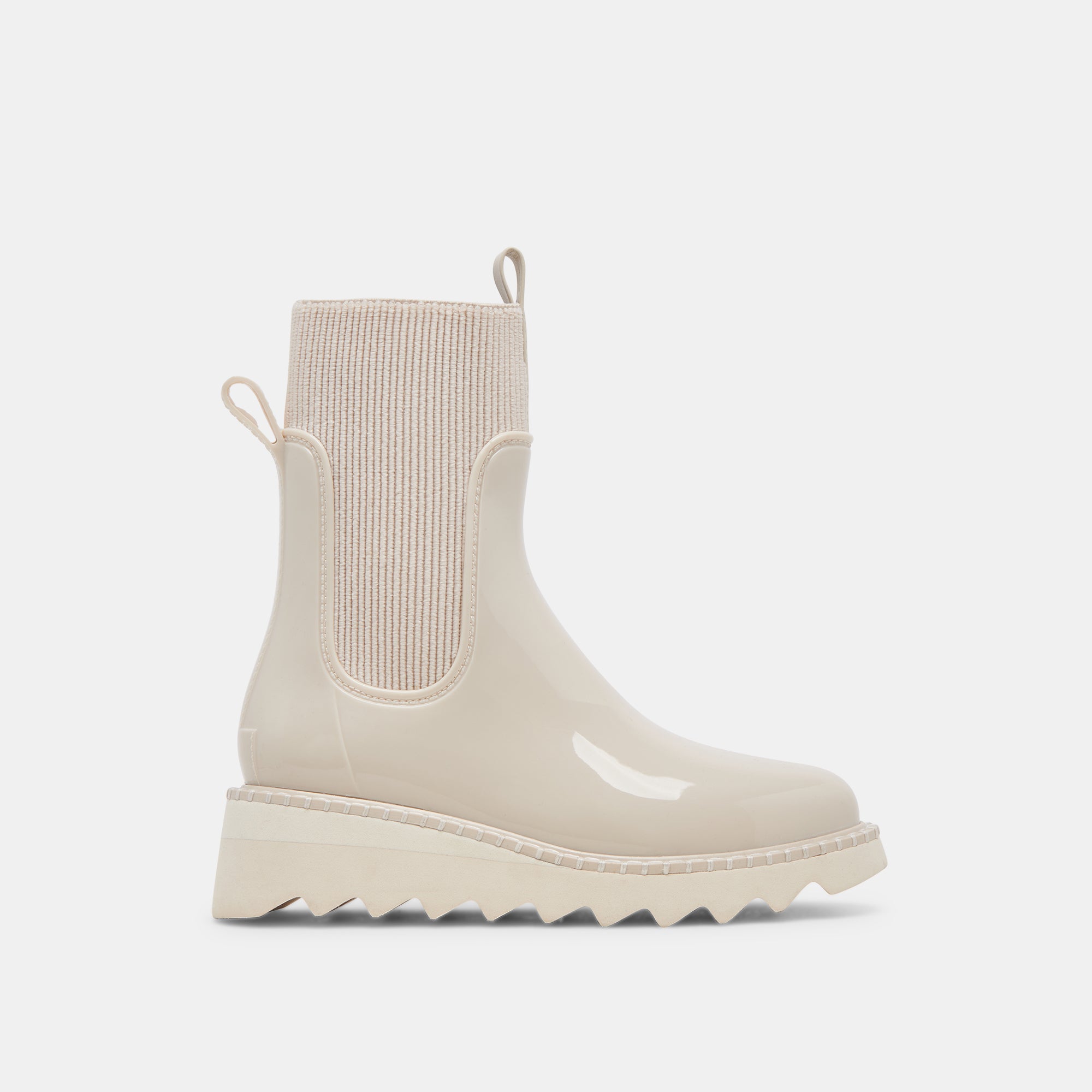 TROPIC H2O Women's Waterproof Rain Boots - Ivory Patent Leather Chelsea Style - Perfect for Gardening, Walking Dogs & Outdoor Activities