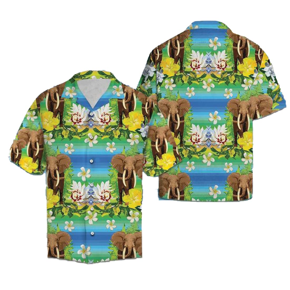 Stylish Elephant Print Hawaiian Shirts for Men & Women - Tropical Short Sleeve Button Down Shirts with Animal Design | Perfect for Beach Vacations, Summer Parties & Casual Wear
