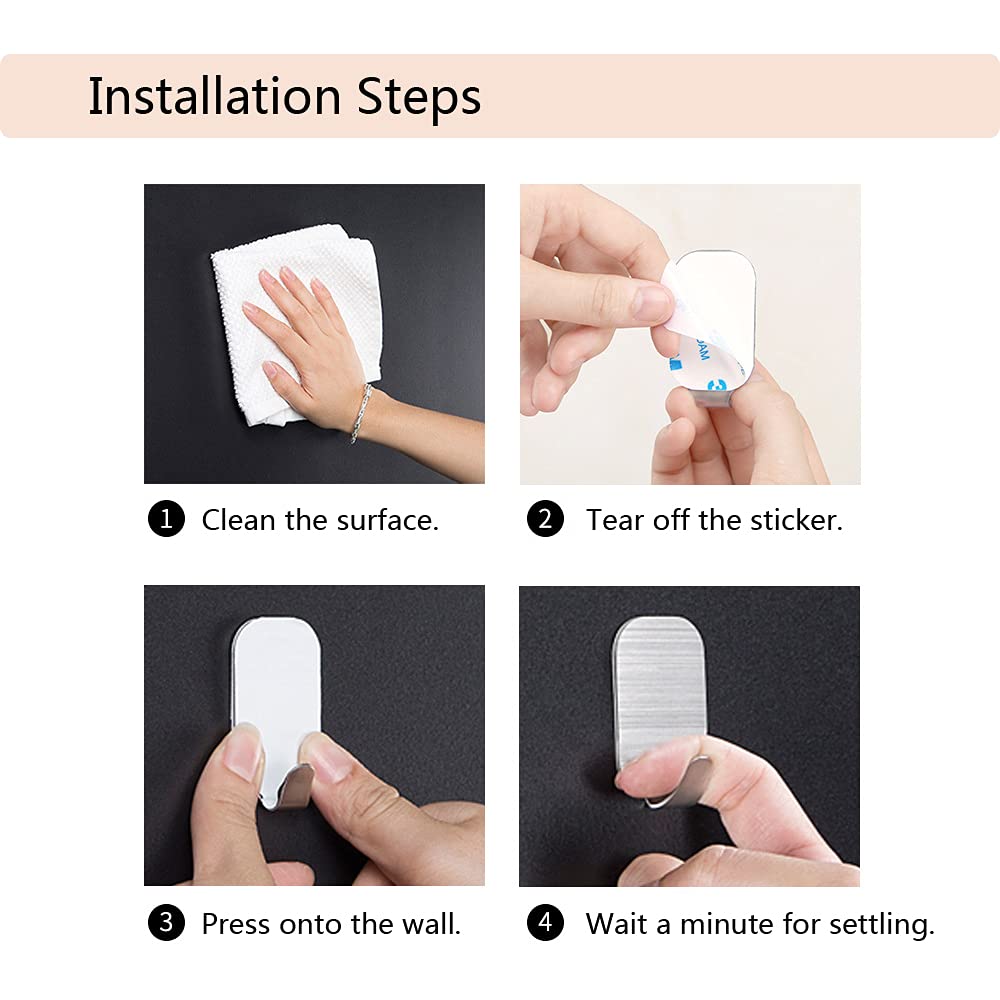 Small Self Adhesive Hooks Heavy Duty - Wall Mount Sticky Hooks for Hanging (10 Pack) - Perfect for Bathroom, Kitchen, Dorm Room Organization & Home Decor