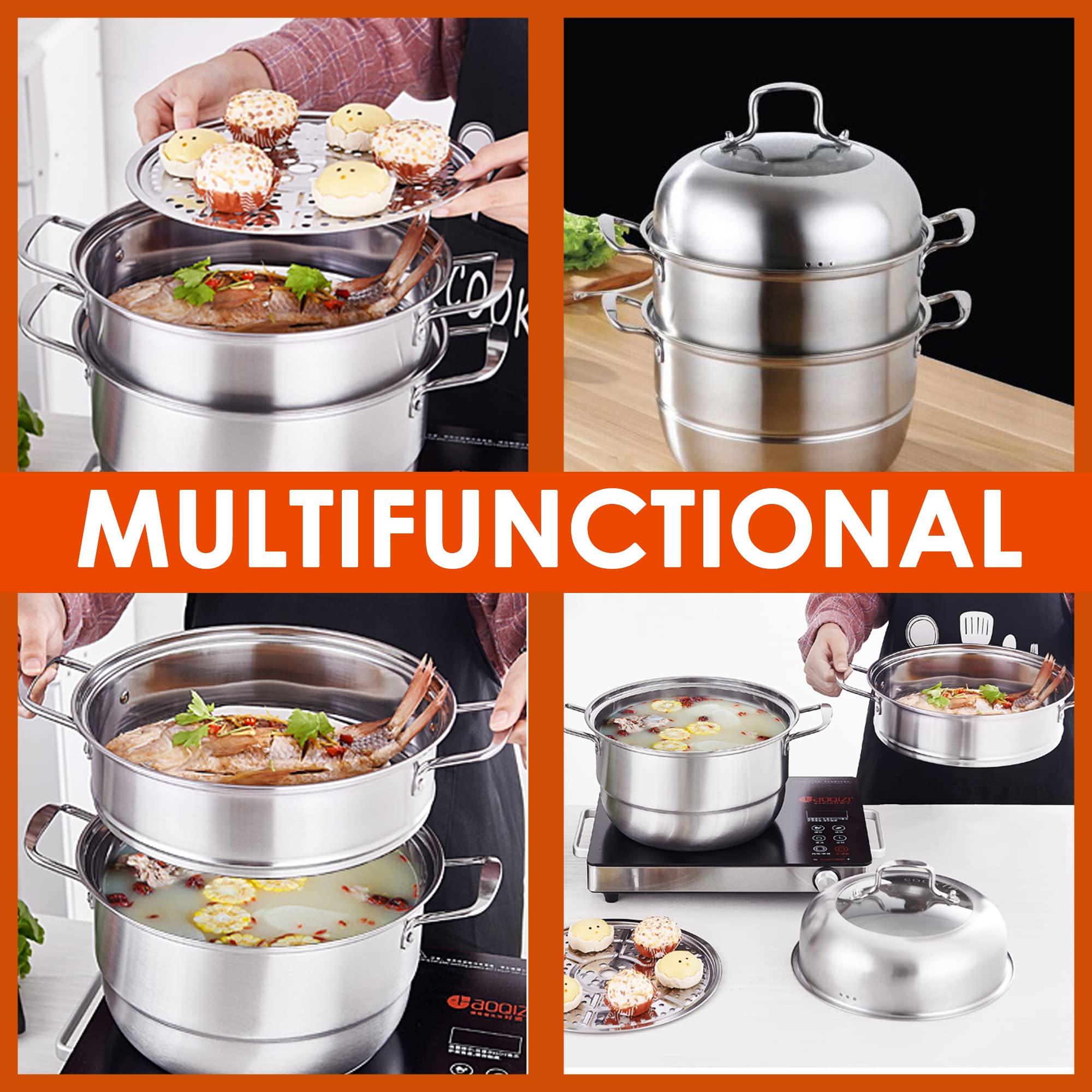 Premium Stainless Steel Steamer Pot for Cooking – 100% High-Grade Material, Works on Gas & Electric Stoves | Perfect Gift for Bakers & Home Chefs | Ideal for Dumplings, Vegetables & Seafood