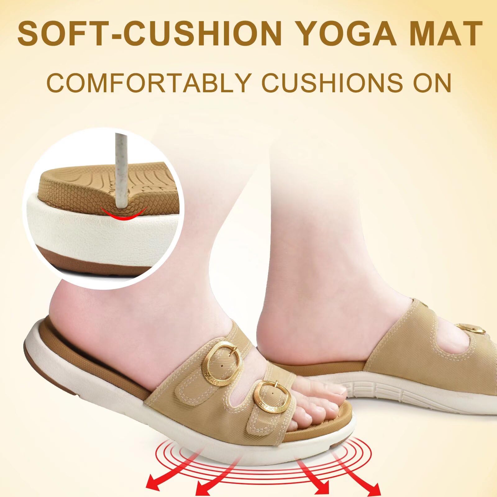 COFACE Women's Orthotic Slides - Comfortable Plantar Fasciitis Sandals with Arch Support, Soft Cushion & Adjustable Straps - Yoga Mat Slippers for Home, Spa, and Post-Workout Relaxation
