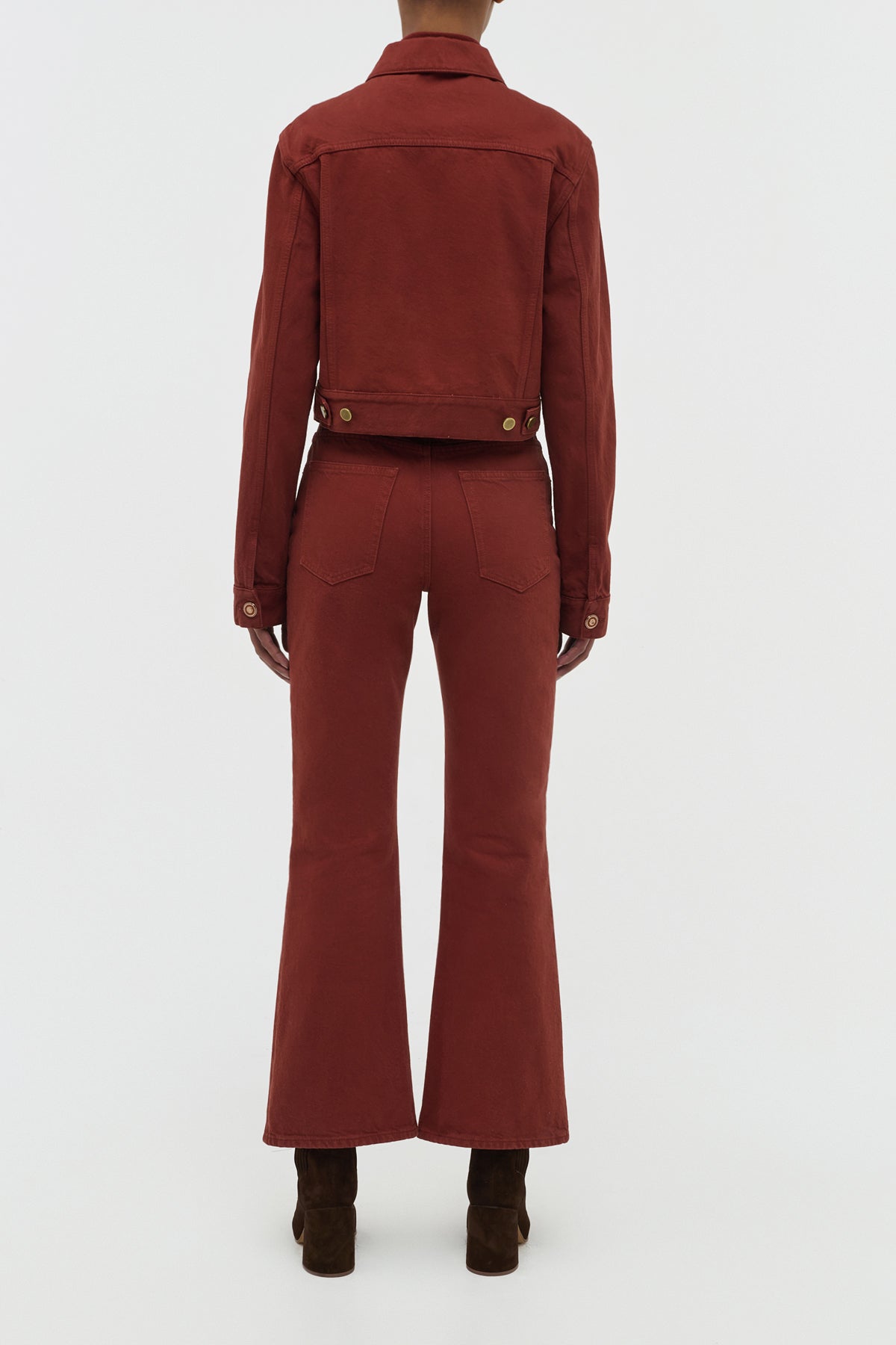 Ezra Bootcut Cropped Jeans for Women - Sustainable Recycled Cotton Denim Pants in Burnt Sienna - Perfect for Casual Outfits & Everyday Wear