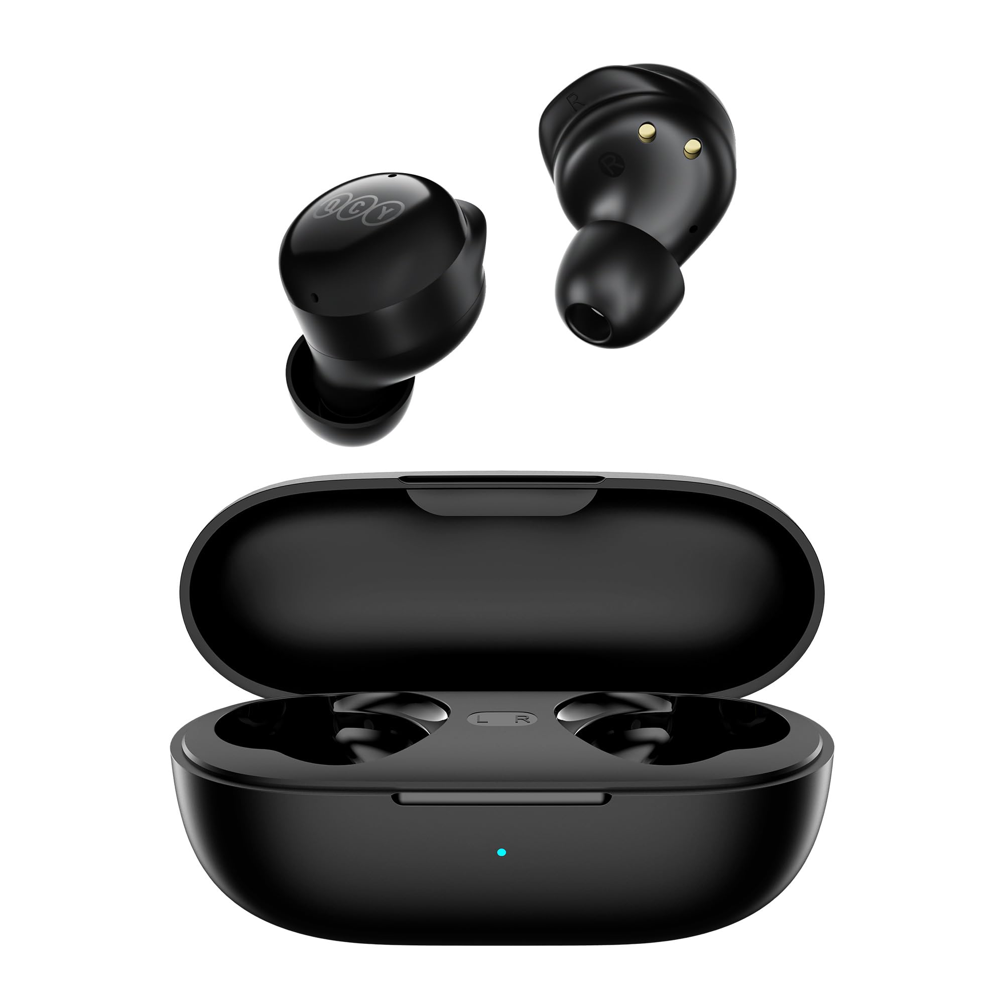 QCY T17 Wireless Bluetooth Earbuds with Charging Case, IPX5 Waterproof Stereo In-Ear Headphones with Built-in Mic & Touch Control - Premium Sound Quality for iPhone & Android (Black) - Perfect for Workouts, Commuting & Travel