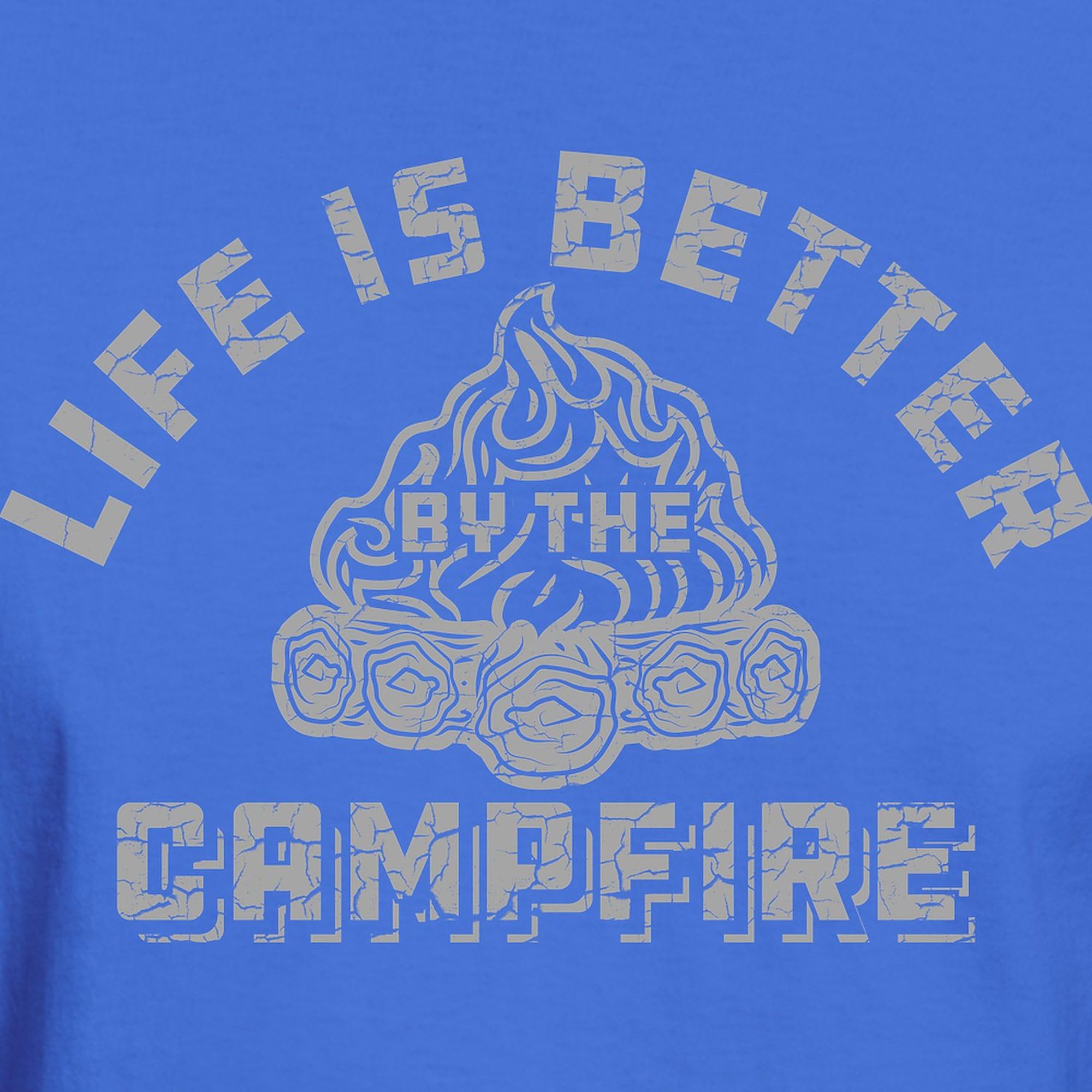 Life is Better by The Campfire Men's Dark T-Shirt - 100% Cotton Classic Graphic Tee for Camping, Hiking & Outdoor Adventures