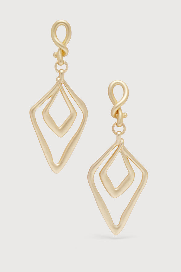 Open Double Diamond Abstract Dangle Earrings for Women - Elegant Geometric Drop Earrings for Party, Wedding & Evening Wear