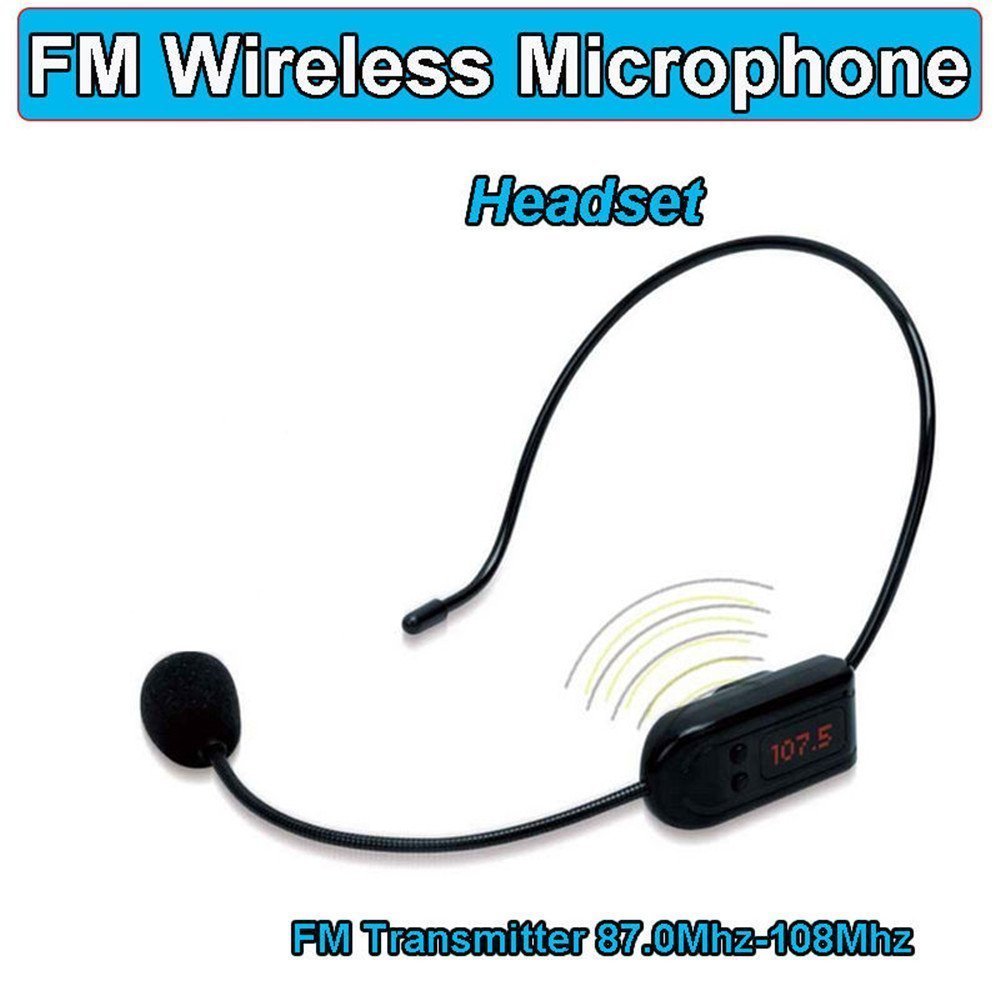 Wireless FM Condenser Microphone Headset with Rechargeable Battery - Hands-Free Megaphone Mic for Voice Amplification | Perfect for Church Services, Tour Guides, Teachers, Sales Presentations, Conferences, Road Trips & Karaoke Parties