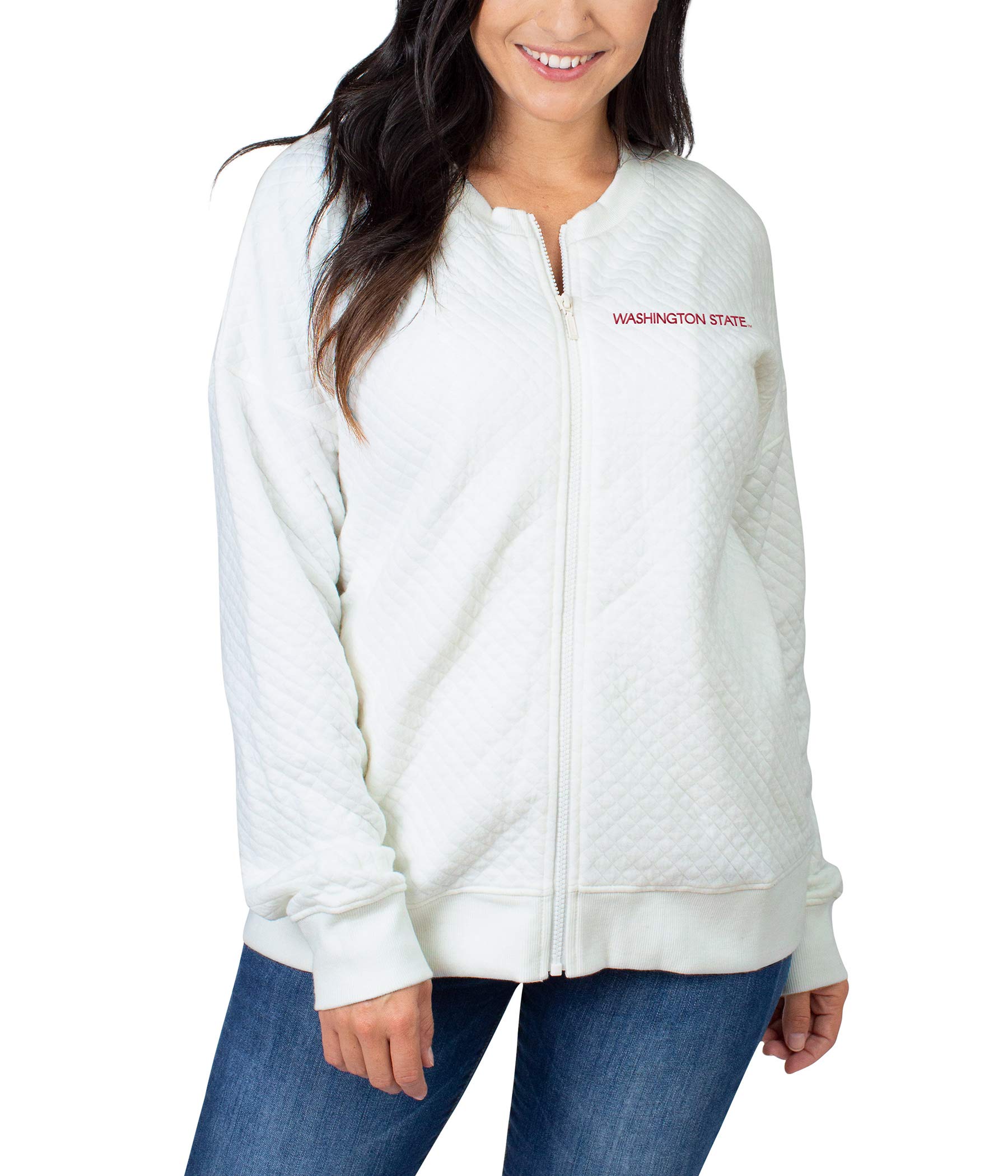 UG Apparel NCAA Women's Quilted Zip-Up Jacket - Stylish College Varsity Outerwear for Game Day & Campus Life