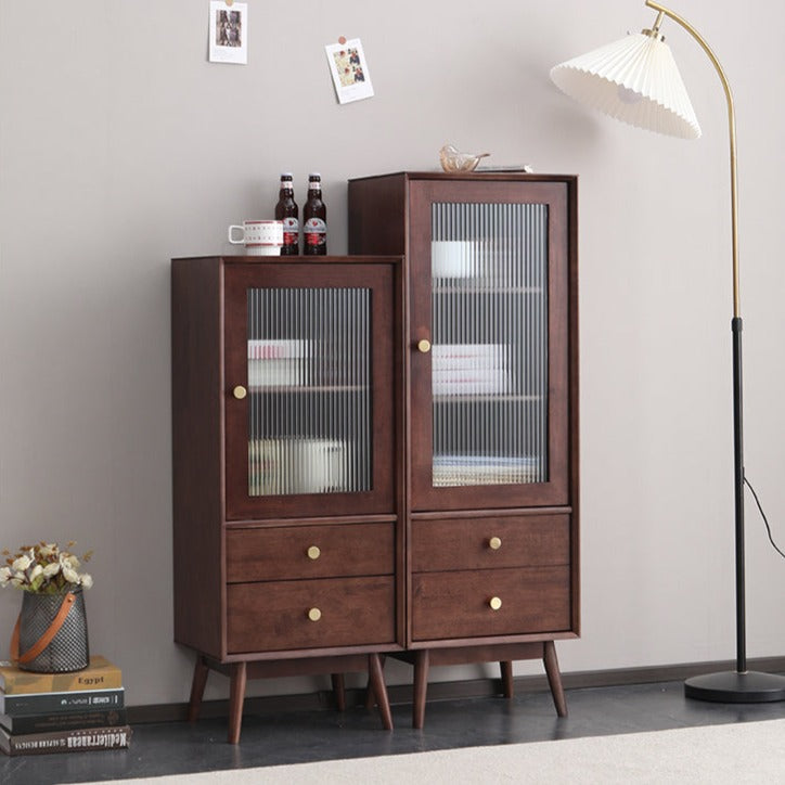 ELLEN SWEDEN Scandinavian Glass Display Bookcase - Solid Hardwood Bookshelf for Living Room, Office & Library - Modern Book Storage & Home Decor
