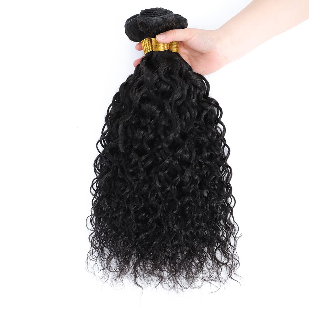 100% Unprocessed Brazilian Virgin Remy Human Hair Bundles - Water Wave 4 Bundles (18 20 22 24 Inch) | Natural Black Color Hair Extensions for Black Women | Perfect for Protective Styles, Weaves & Everyday Glam