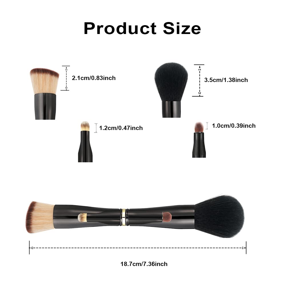 Premium 4-in-1 Double Ended Makeup Brush Set - Detachable Professional Foundation, Powder & Concealer Brushes for Women | Travel Friendly Cosmetic Kit for Everyday Makeup & On-The-Go Touch Ups