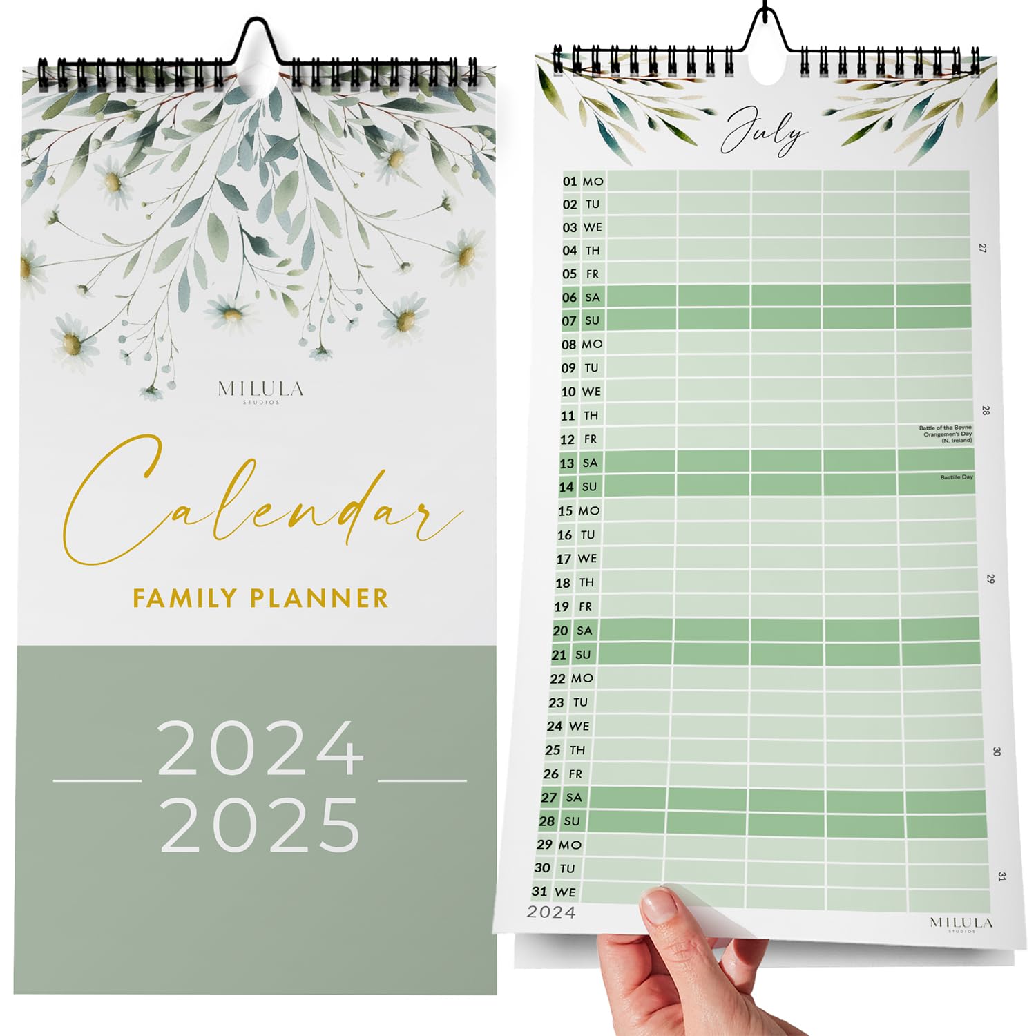 2024-2025 Wall Calendar UK - 18 Month Family Planner from July 2024 to December 2025 - Large Monthly View for Home & Office Organization - Perfect for Scheduling, Holidays & Productivity Planning