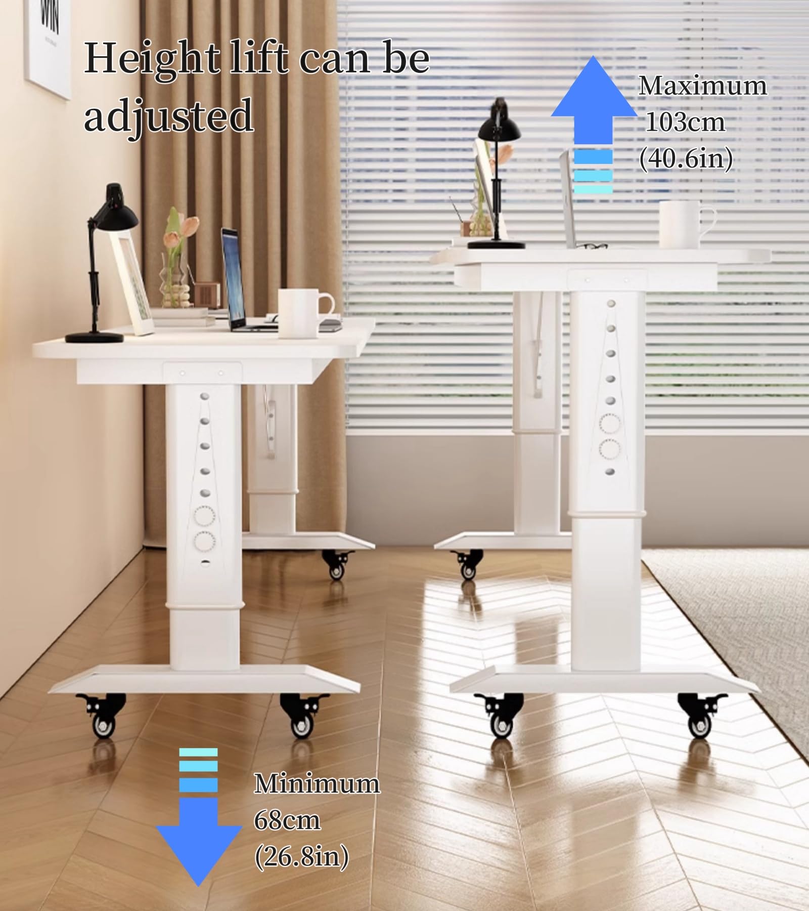 Adjustable Overbed Table with Wheels - Mobile Bed Desk for Laptop, Breakfast, Reading & Work - Perfect for Hospital, Home & Office Use