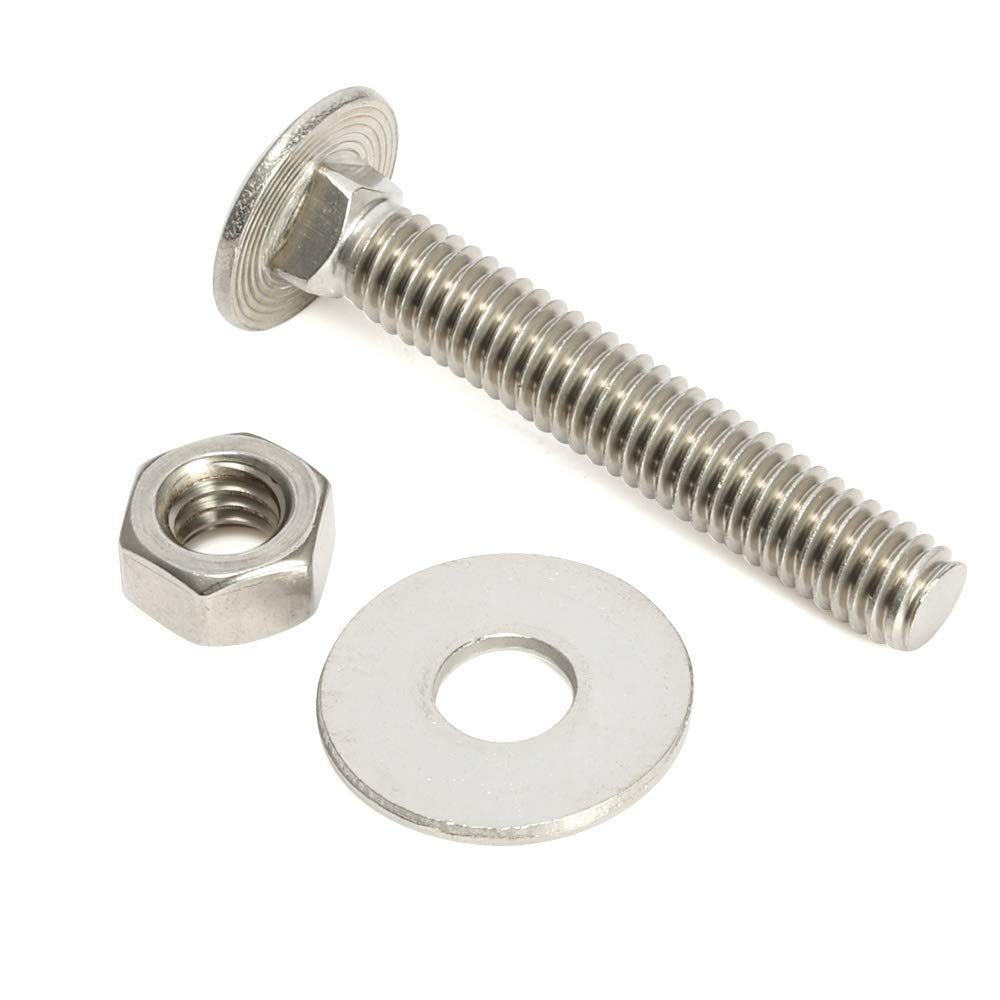 Stainless Steel 304 Carriage Bolts & Nuts Kit - 10 Sets for Furniture & DIY