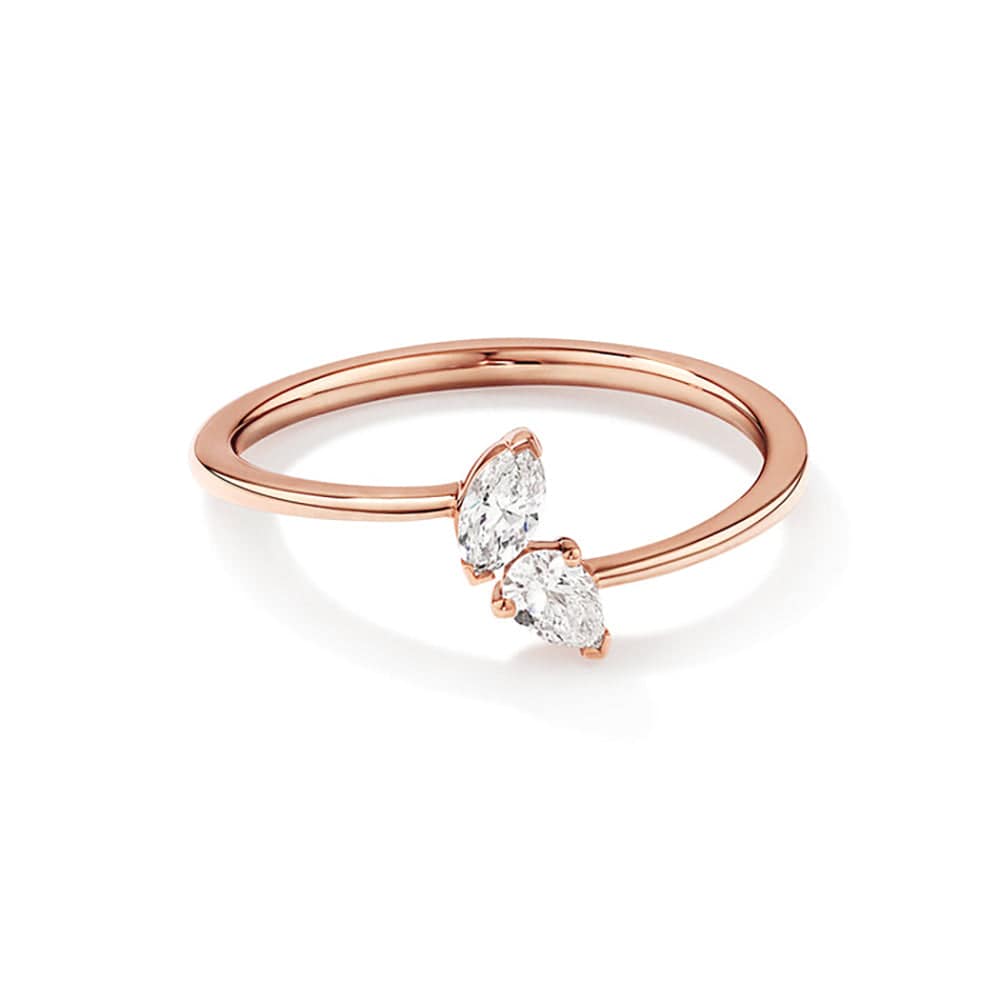 Lab Grown Diamond Toi et Moi Promise Ring - Marquise & Pear Cut - Perfect for Engagement, Anniversary & Romantic Gifts