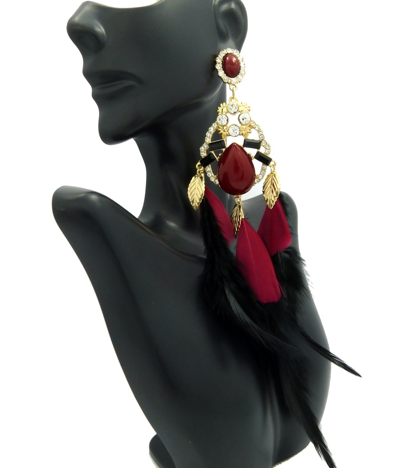 Elegant Epoxy Stone Feather Dangle Earrings for Women - Boho Chic Jewelry for Parties, Weddings & Everyday Wear