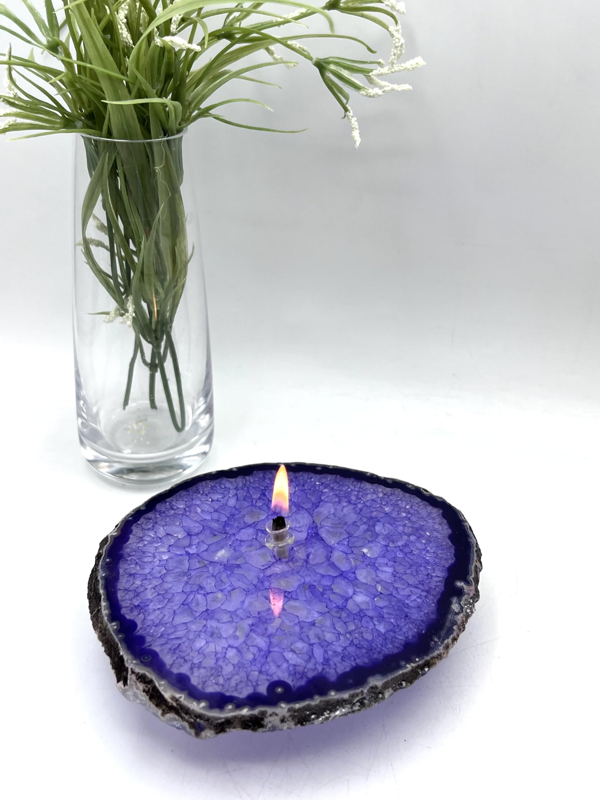 Handmade Purple Agate Oil Candle Lamp - 4.5
