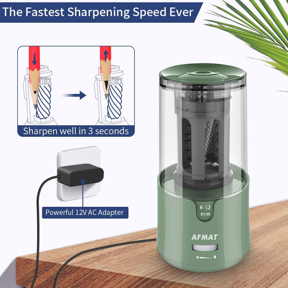 AFMAT Electric Pencil Sharpener & Eraser Kit - Auto Stop, Super Sharp Fast Sharpener with 140 Eraser Refills for Colored Pencils - Rechargeable Electric Eraser for Drawing, Drafting, Art, School & Office Supplies - Perfect for Artists, Students & Professionals