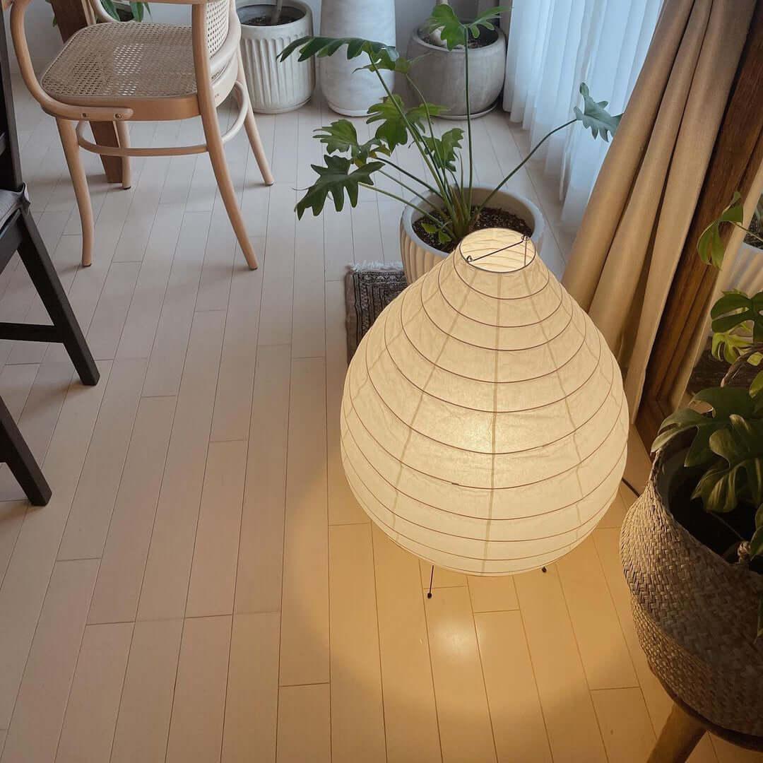 Japanese Washi Paper Lantern Table Lamp - Handmade Traditional Shoji Style Lighting for Bedroom, Living Room & Meditation Spaces
