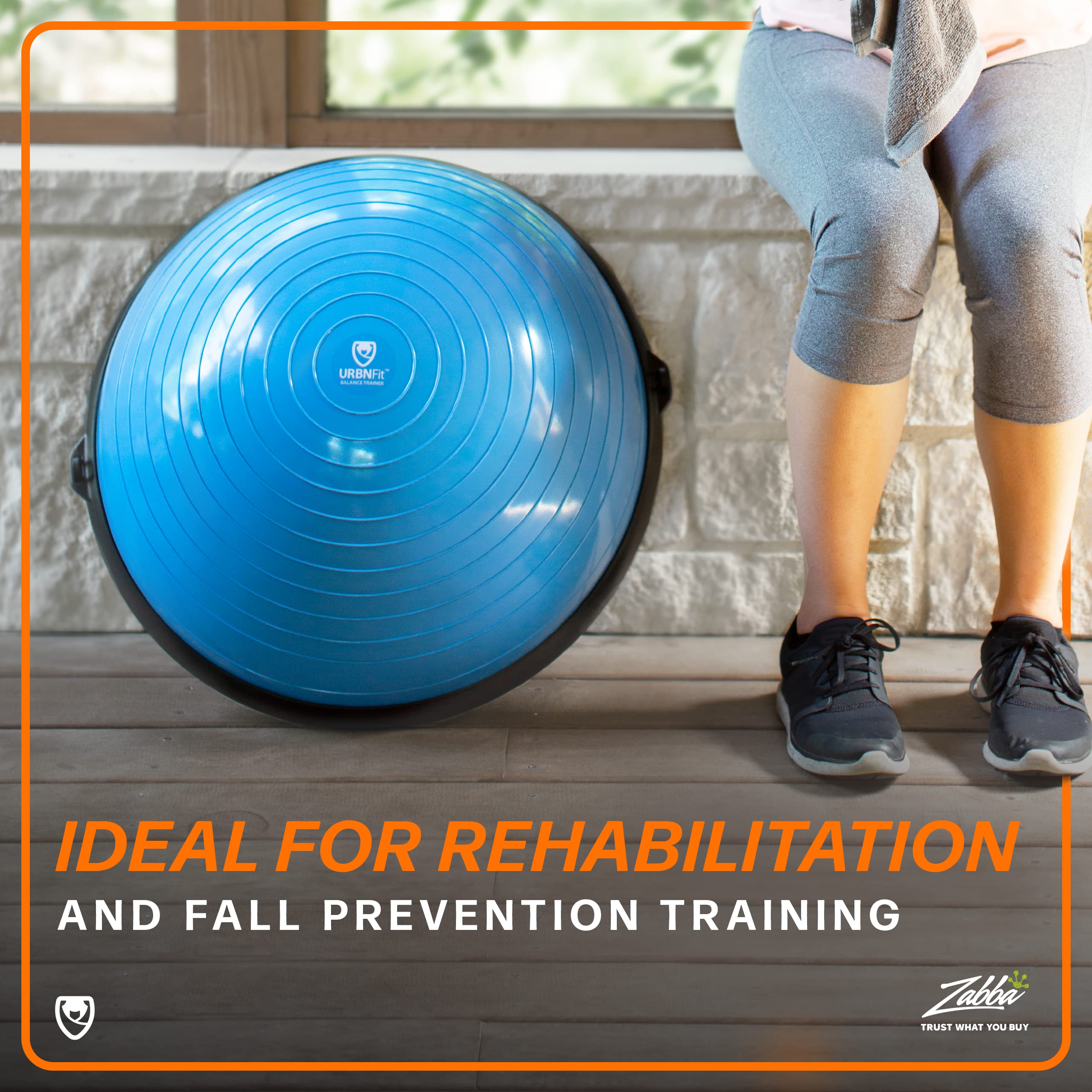 URBNFit Half Balance Ball - Core Stability & Full Body Workout Yoga Ball for Home Gym Fitness - Includes Resistance Bands, Pump & Exercise Guide - Perfect for Yoga, Pilates, Physical Therapy and Office Chair Workouts