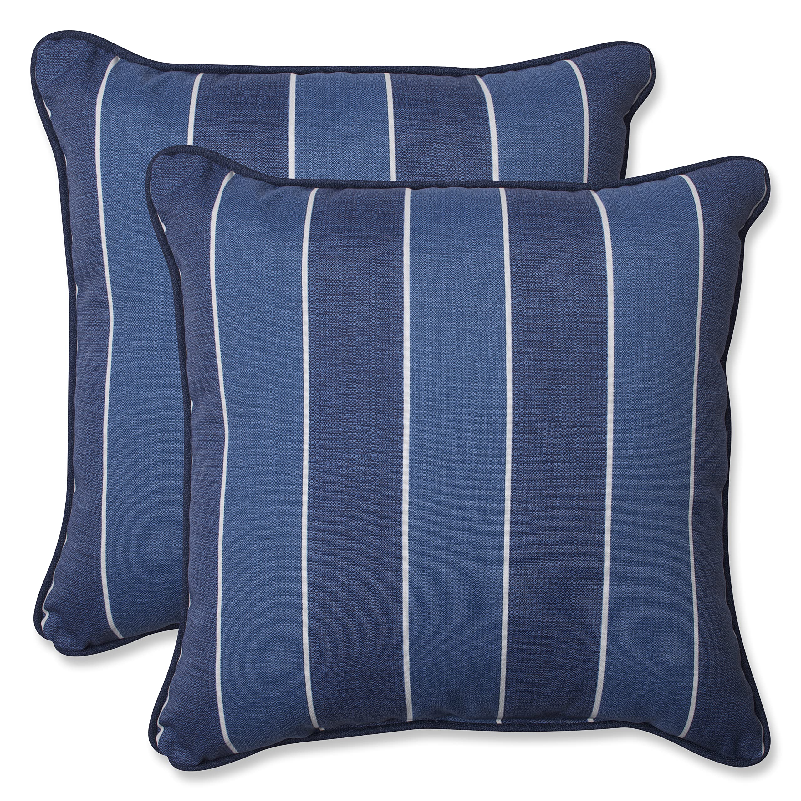 Pillow Perfect 568423 Wickenburg Indigo Blue Throw Pillows 18.5x18.5 Inch - Indoor Outdoor Decorative Cushion for Sofa, Bed, Patio & Porch