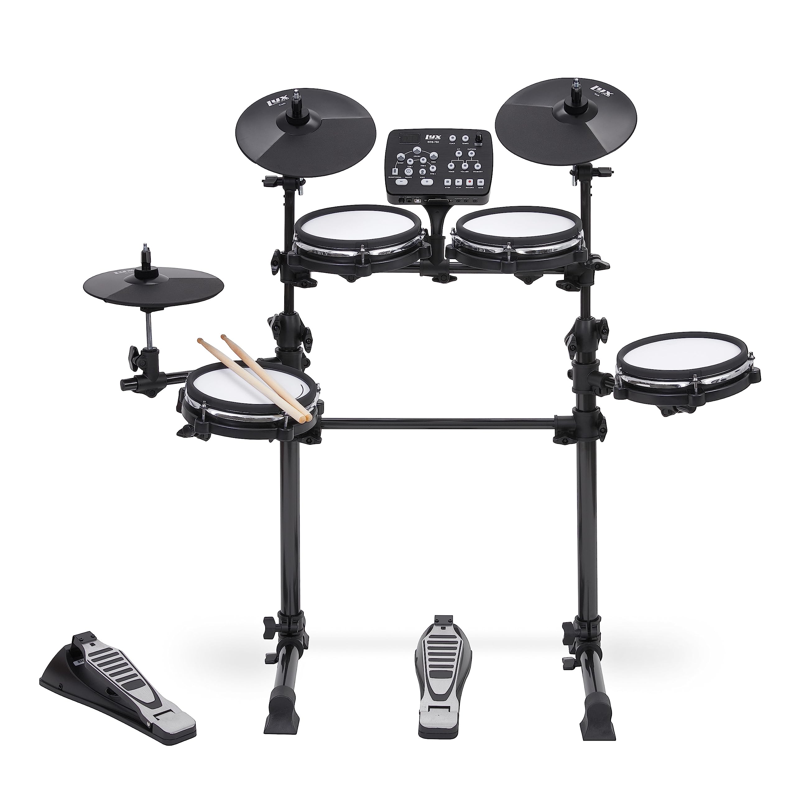 Professional 7-Piece Electronic Drum Kit with Real Mesh Heads - 209 Sounds, 50 Songs, Recording Function - Includes Cymbals, Kick Pedal, Drum Sticks & Key - Perfect for Home Practice, Studio Recording & Live Performances