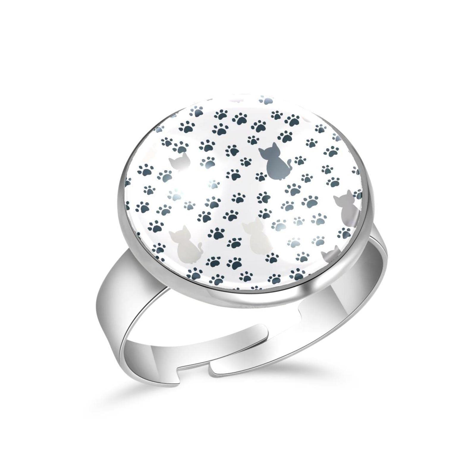 Adjustable Cat Paw Print Rings for Women - Stackable Open Band Jewelry for Anniversary, Birthday & Gifts | Perfect for Everyday Wear, Date Nights & Special Occasions