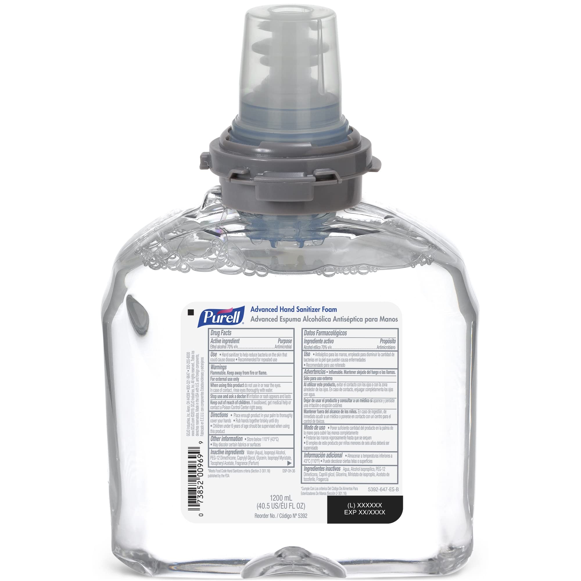Purell Advanced Hand Sanitizer Foam Refill, 1200 mL (Pack of 2) - Clean Scent, Alcohol-Based Sanitizer for Touch-Free Dispensers | Ideal for Offices, Schools, Hospitals & Public Spaces