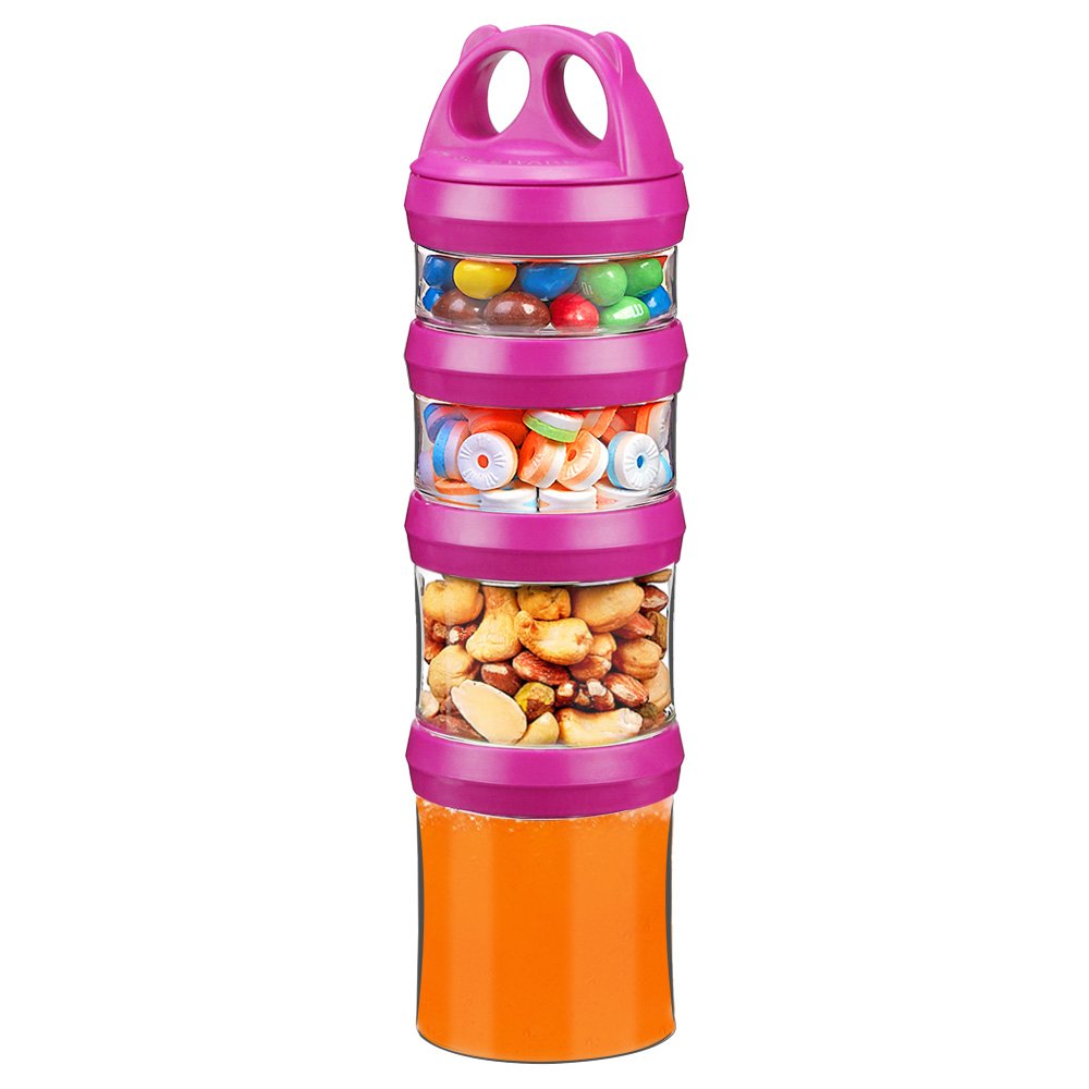 Besthouse 4-Piece Twist Lock Stackable Food Storage Containers - 31oz BPA-Free Snack Jars for Milk Powder, Protein Powder, Cereal & Travel Snacks | Airtight Kitchen & Pantry Organization | Perfect for Camping, Office & Baby Formula Storage (Burgundy)