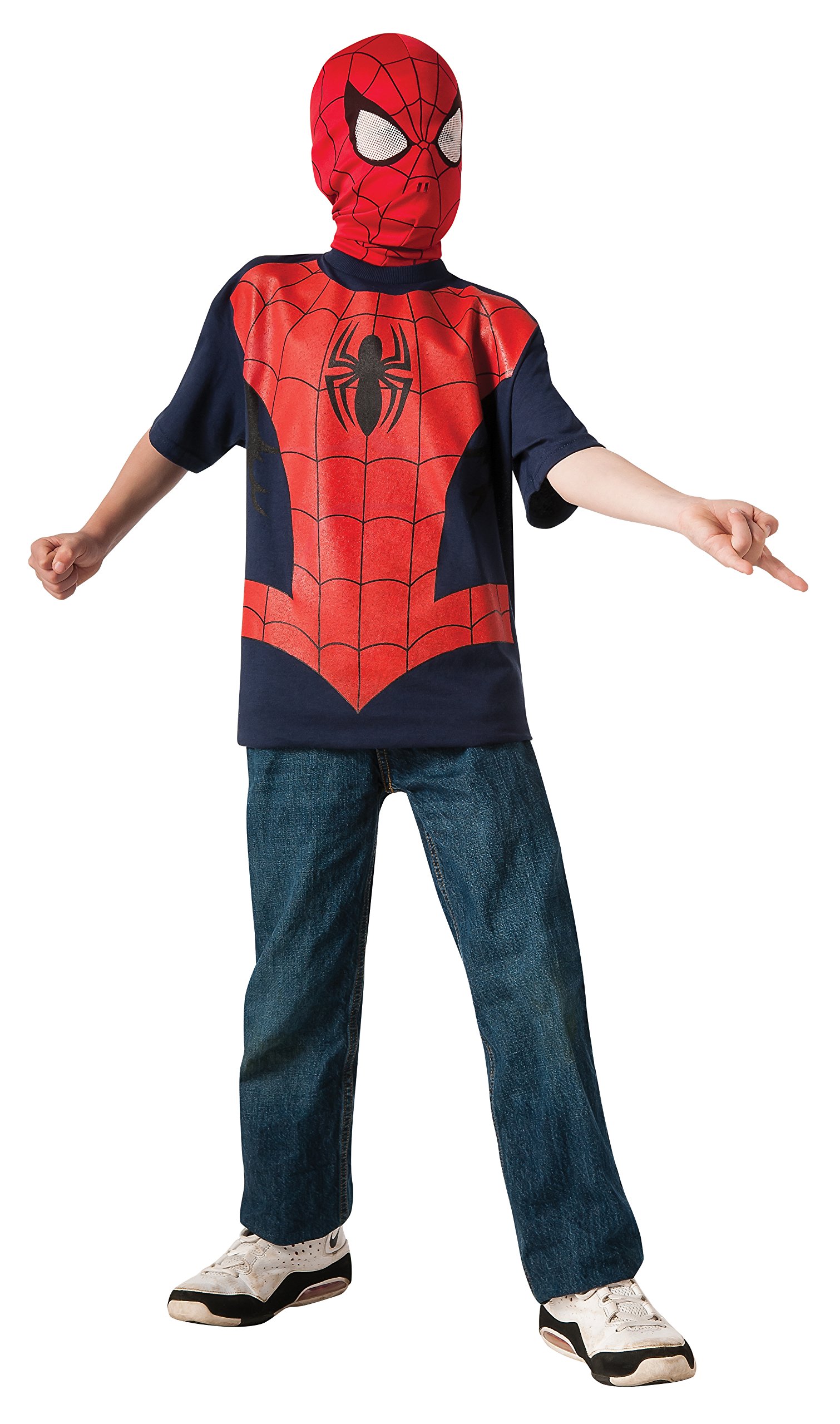 Marvel Universe Ultimate Spiderman Costume Set - T-Shirt & Mask for Kids | Superhero Dress Up, Halloween Cosplay & Comic Con Outfit