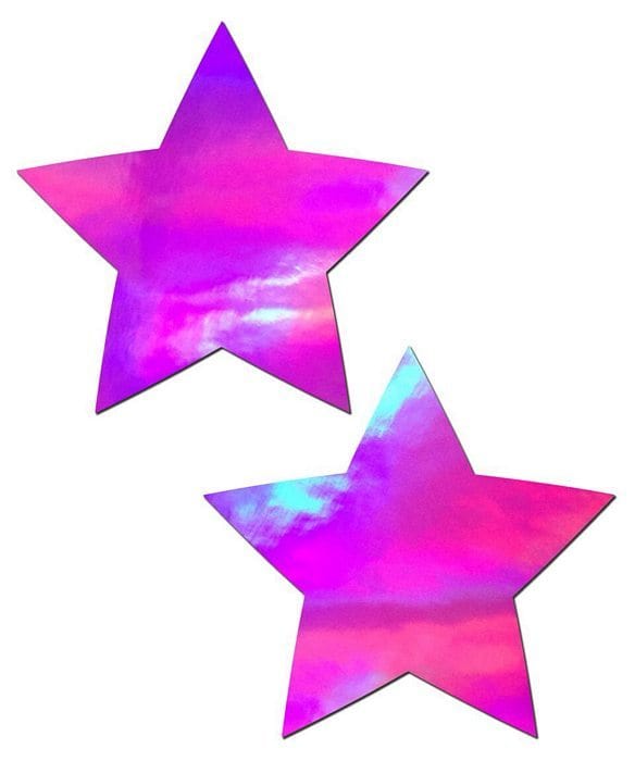 Pastease Holographic Star Pink Nail Stickers - Self-Adhesive Nail Art Decals for DIY Manicure, Party & Festival Nail Designs