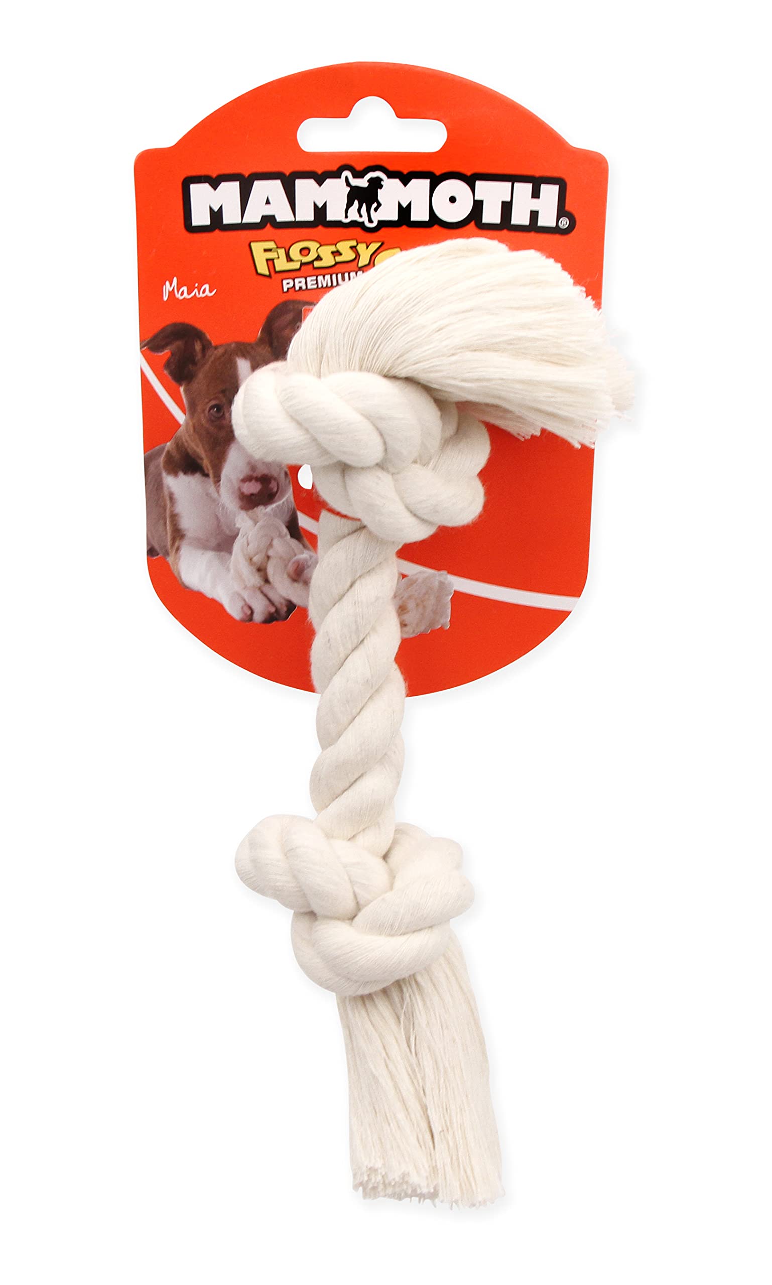**Mammoth Flossy Chews 100% Natural Cotton Rope Dog Toys - Premium White Knot Dog Rope Toy for Small Dogs - Interactive Tug & Chew Toy for Puppies & Small Breeds (9