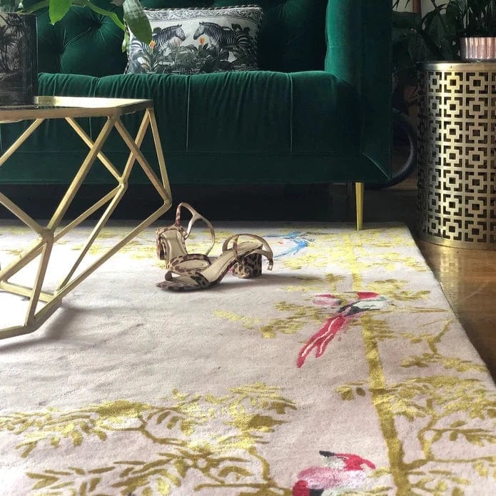 Luxury Pink & Gold Hand Tufted Oriental Rug - Premium Wool Carpet for Living Room, Bedroom Decor - Elegant Home Accent for Boho, Modern & Traditional Interiors