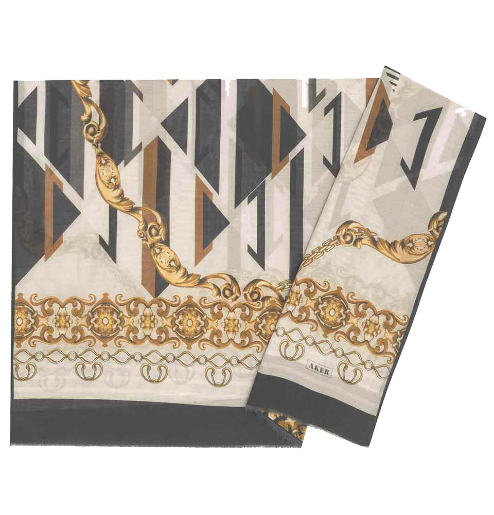 Aker Silk Cotton Patterned Hijab Shawl #8023 413 - Soft & Breathable Muslim Headscarf for Women - Perfect for Prayer, Work, and Everyday Wear