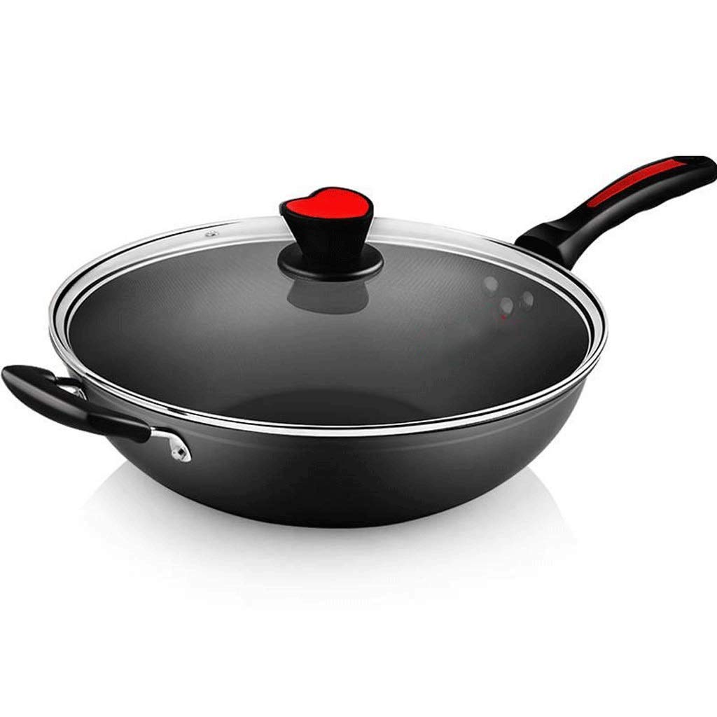 **CUJUX Nonstick Wok with Lid - 12.5 Inch Stir Fry Pan with Red Crackle Ceramic Coating, Healthy Cooking, Easy Clean - Perfect for Asian Cuisine, Stir-Frying, Sautéing & Deep Frying**