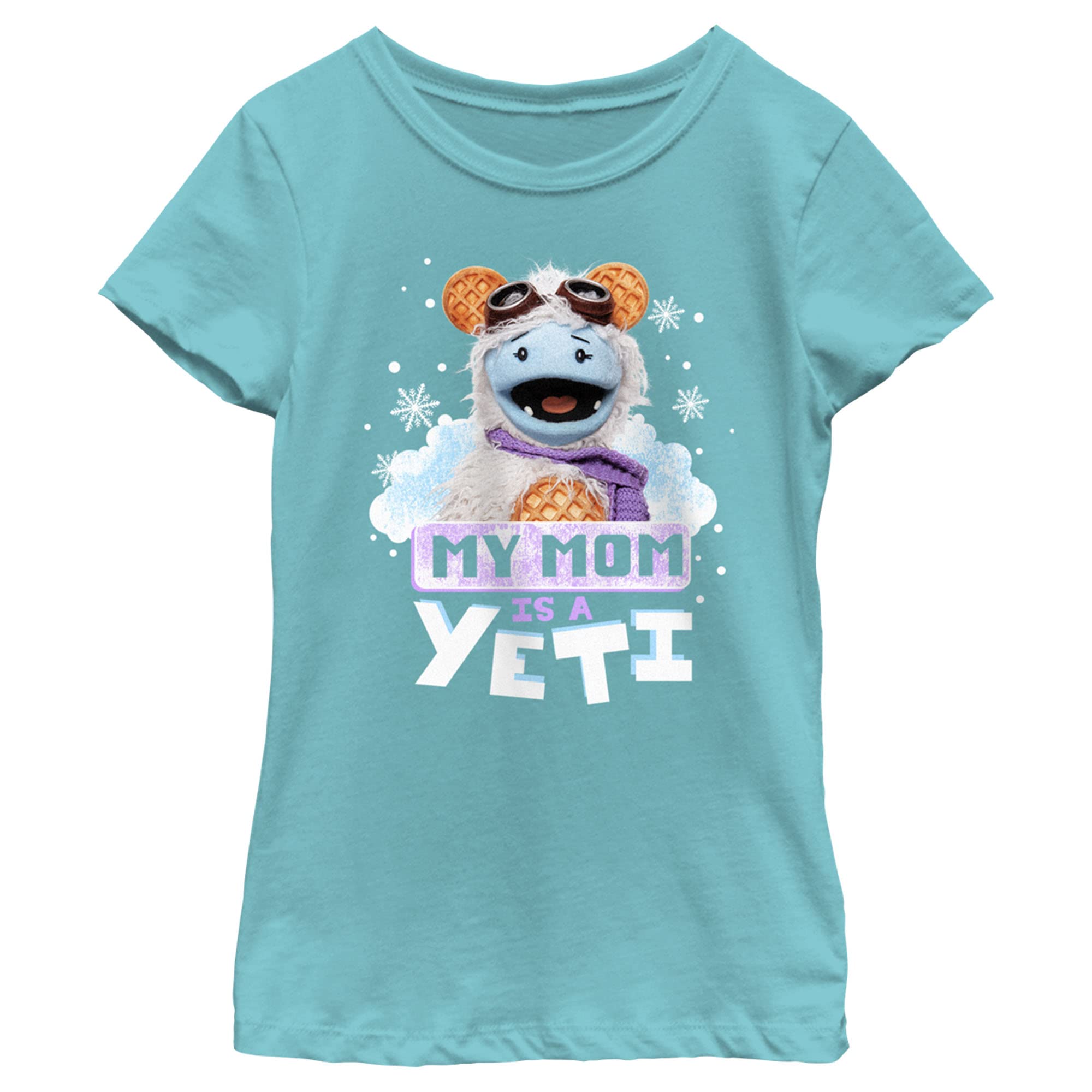Waffles + Mochi Yeti Mom Girls Short Sleeve Graphic Tee Shirt - Cute Cartoon Design for Kids & Toddlers - Perfect for Playdates, School, and Family Outfits