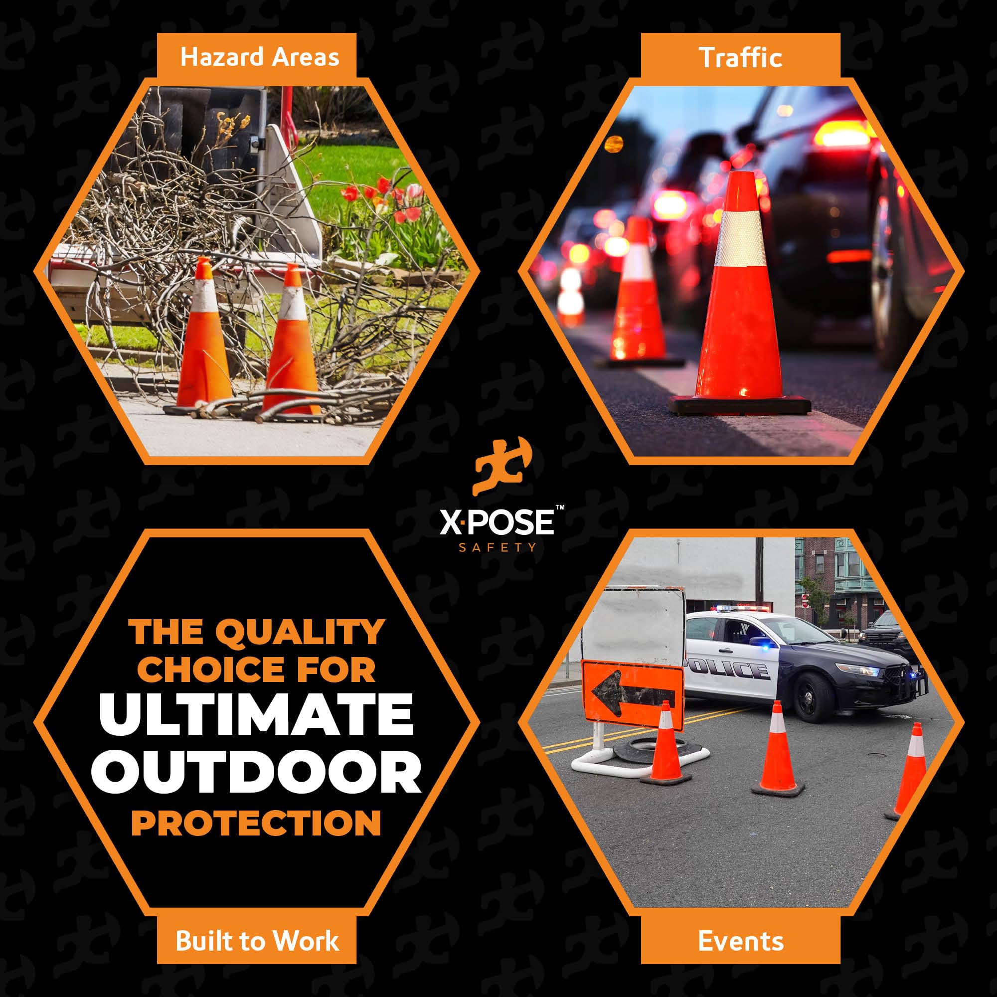 Xpose Safety 28 Inch Orange Traffic Cones with 6