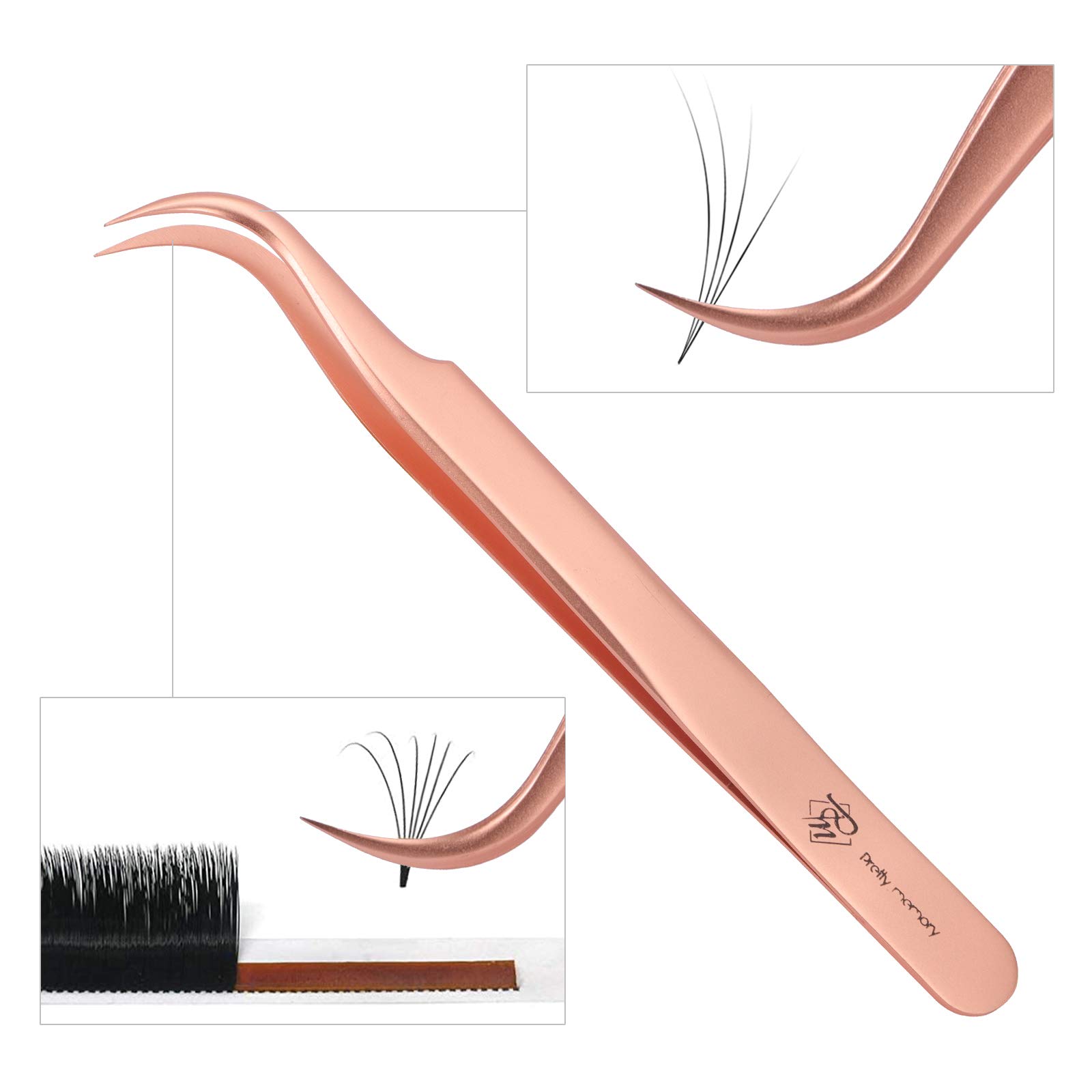 Professional Precision Stainless Steel Eyelash Extension Tweezers - Fine Pointed & Straight Lash Tweezers for Perfect Extensions with Rose Gold Finish & White Storage Bag | Ideal for Salon Professionals & DIY Lash Artists