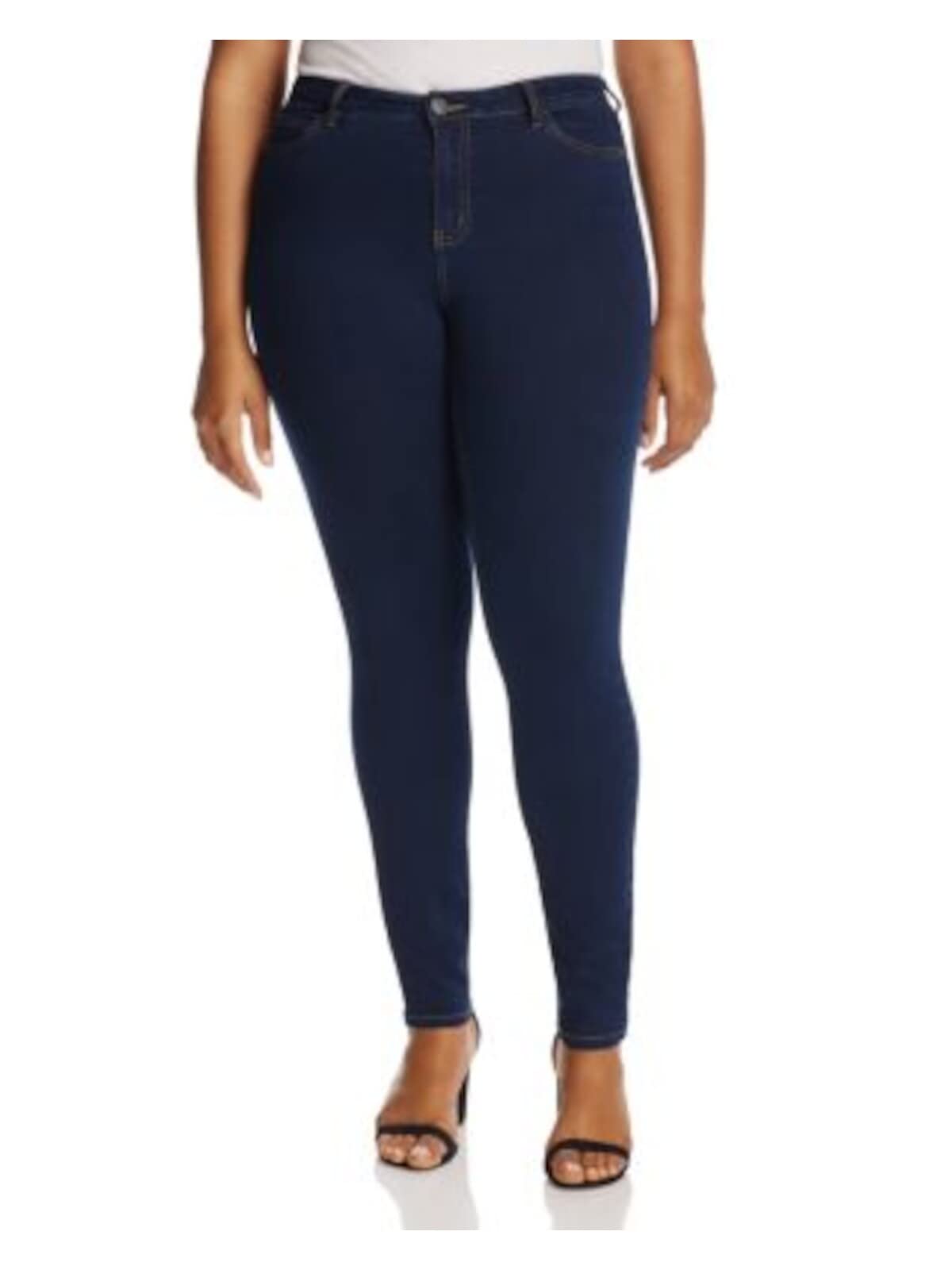 Women's Slim Fit Dark Indigo Blue Jeans - Stretch Denim Pants for Casual Wear & Everyday Comfort