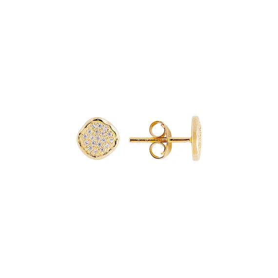 FAIRLEY Sahara Pave Studs Earrings for Women - Sterling Silver Cubic Zirconia Stud Earrings - Perfect for Everyday Wear, Work & Special Occasions