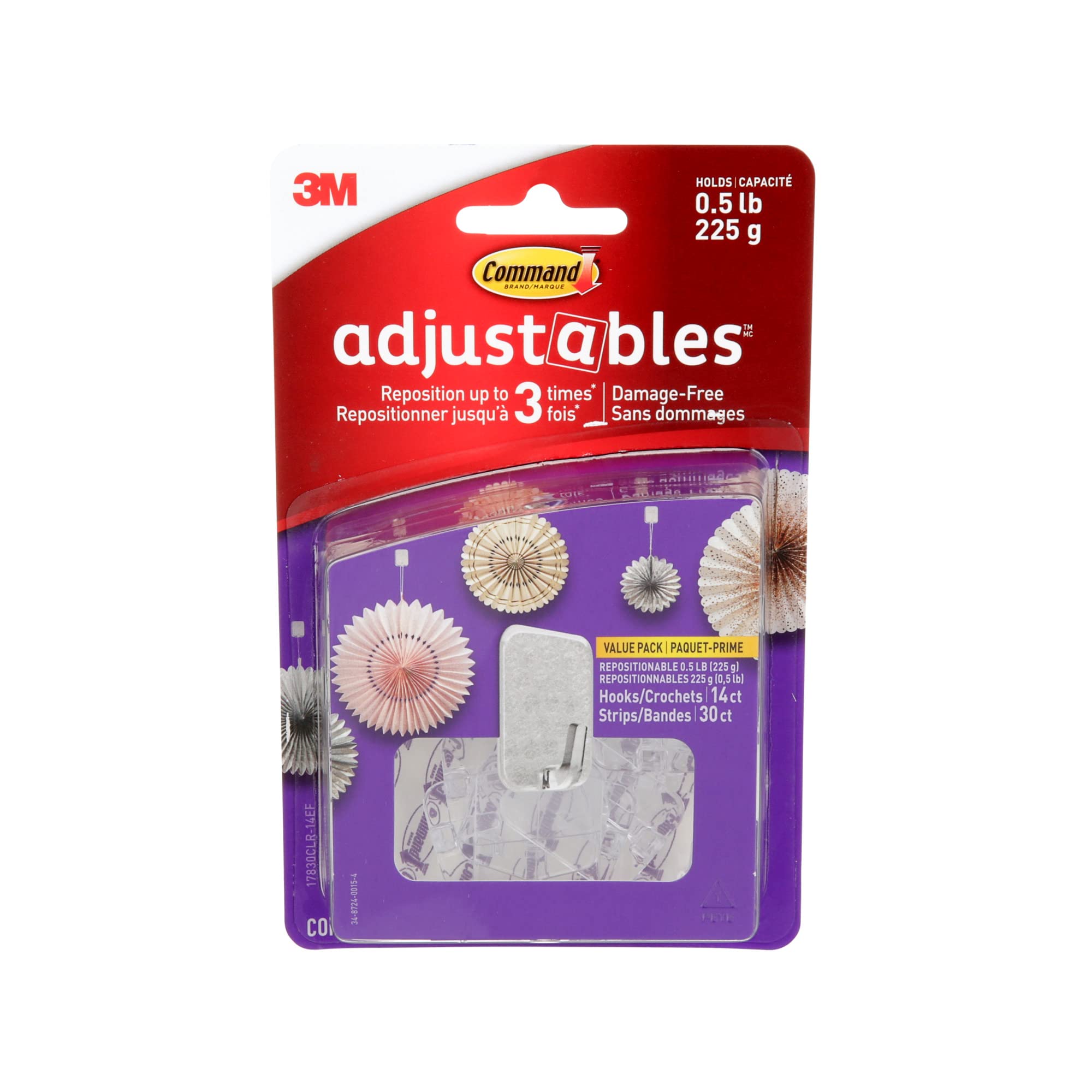 Command 17830Clr-14Es Adjustable Repositionable Mini Hooks - 14 Pack - Perfect for Organizing Keys, Jewelry & Small Items in Home, Office or Dorm
