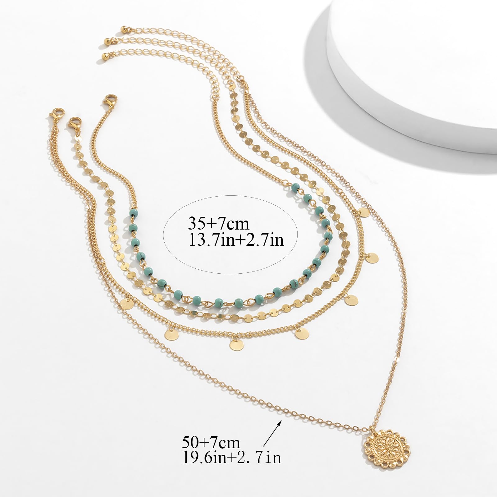 Boho Necklace for Women - Layered Turquoise Y-Shape Long Necklace - Western Style Jewelry for Country Concerts, Beach Outfits & Gift Giving