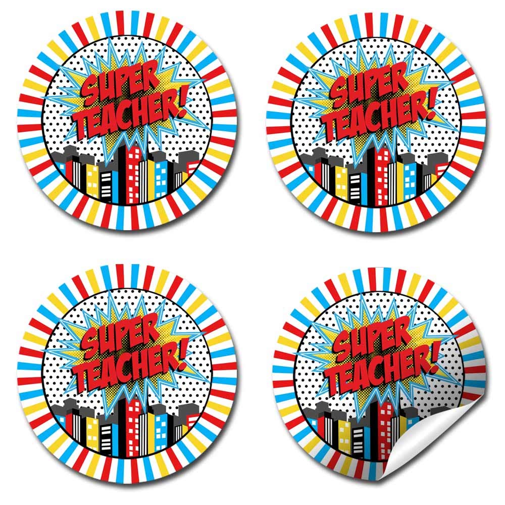 Super Teacher Super Hero Themed Thank You Stickers - 40 Pack 2 Inch Circle Labels for Teacher Appreciation Gifts, Envelope Seals & Party Favors - Perfect for Classroom Rewards, Gift Wrapping & School Events by AmandaCreation