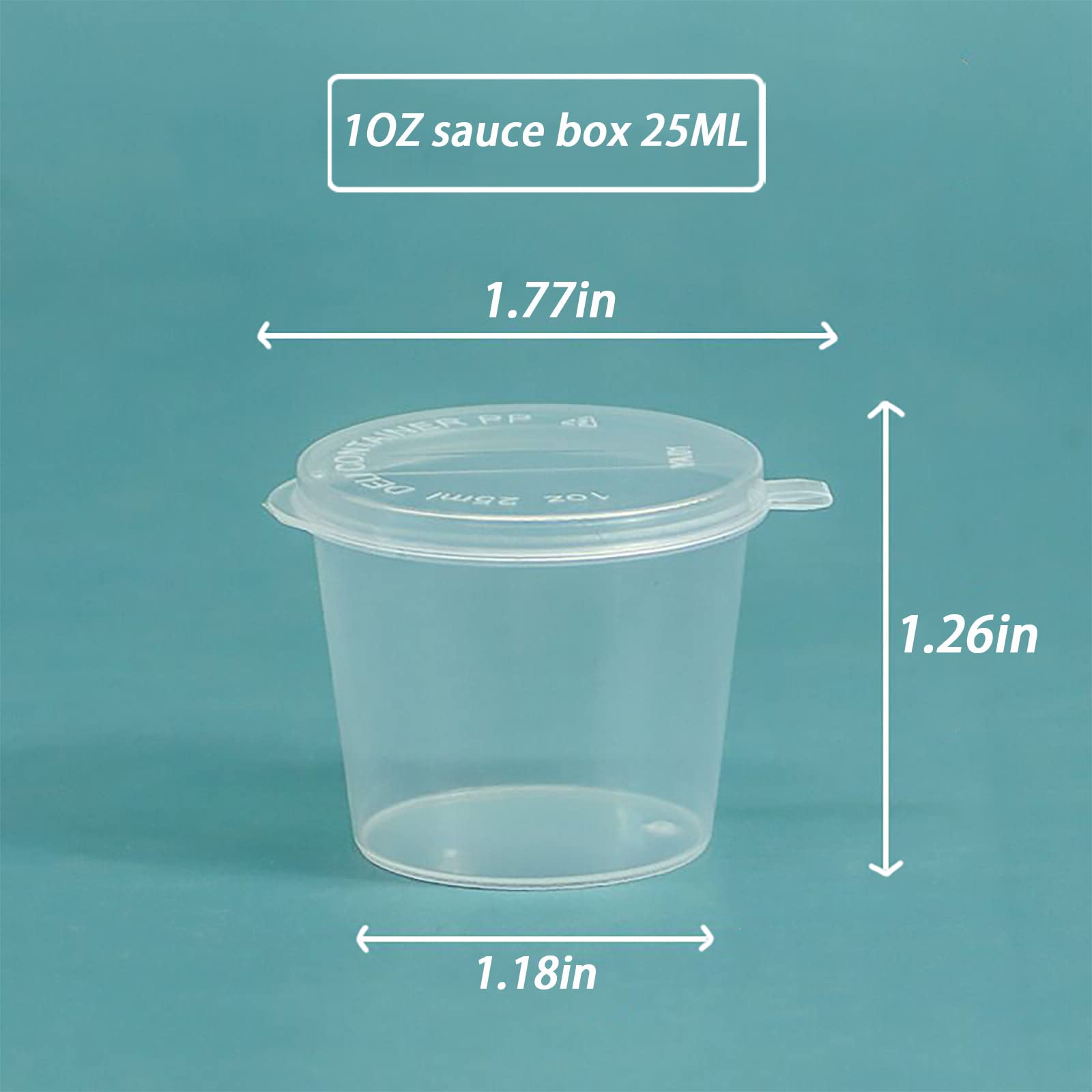50-Pack 1 oz & 1.5 oz Clear Plastic Disposable Sauce Cups with Lids - Small Food Storage Containers for Condiments, Dressings, Snacks & Party Serving