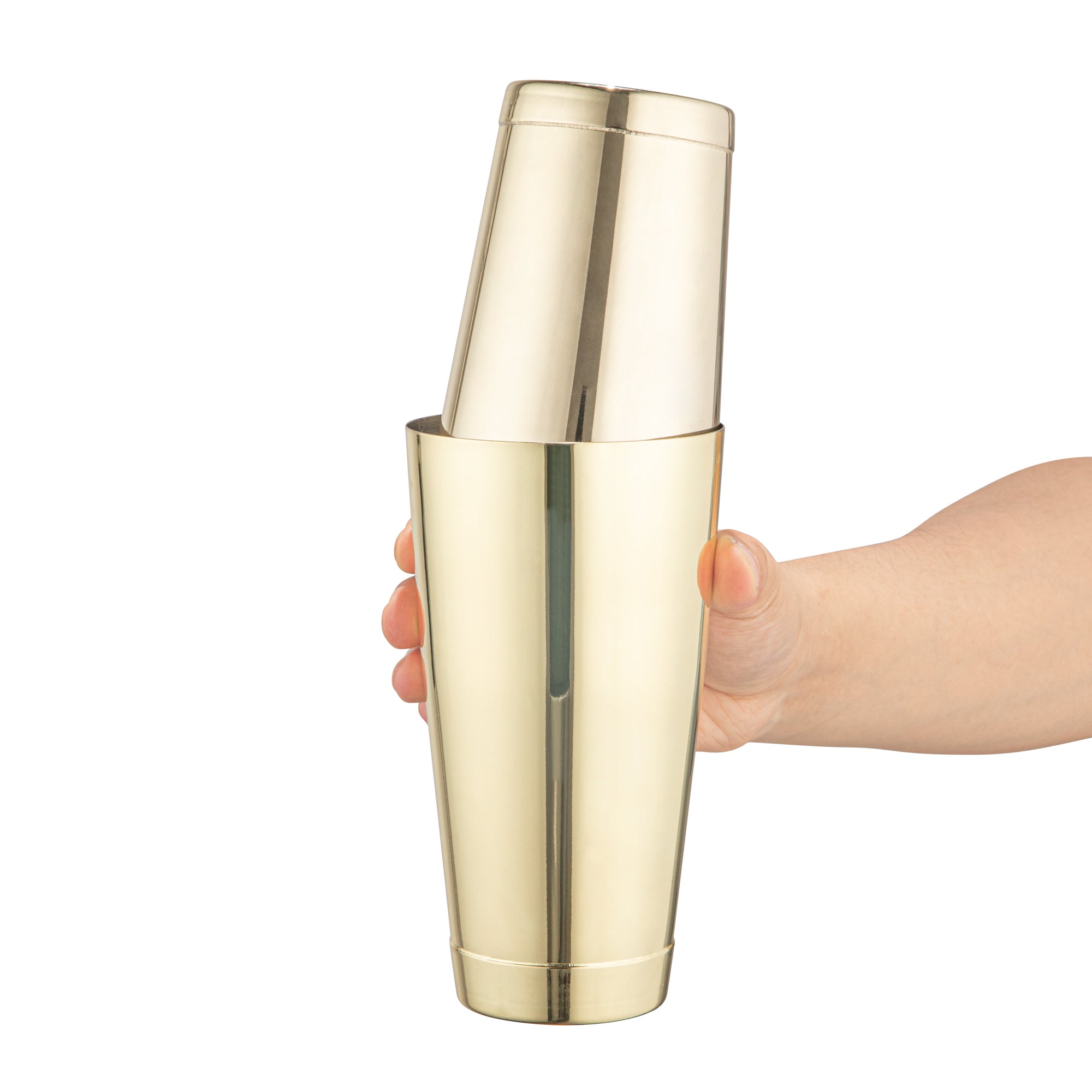 Premium 24 oz Gold Plated Stainless Steel Cocktail Shaker - Weighted Bar Mixing Tin (3.5
