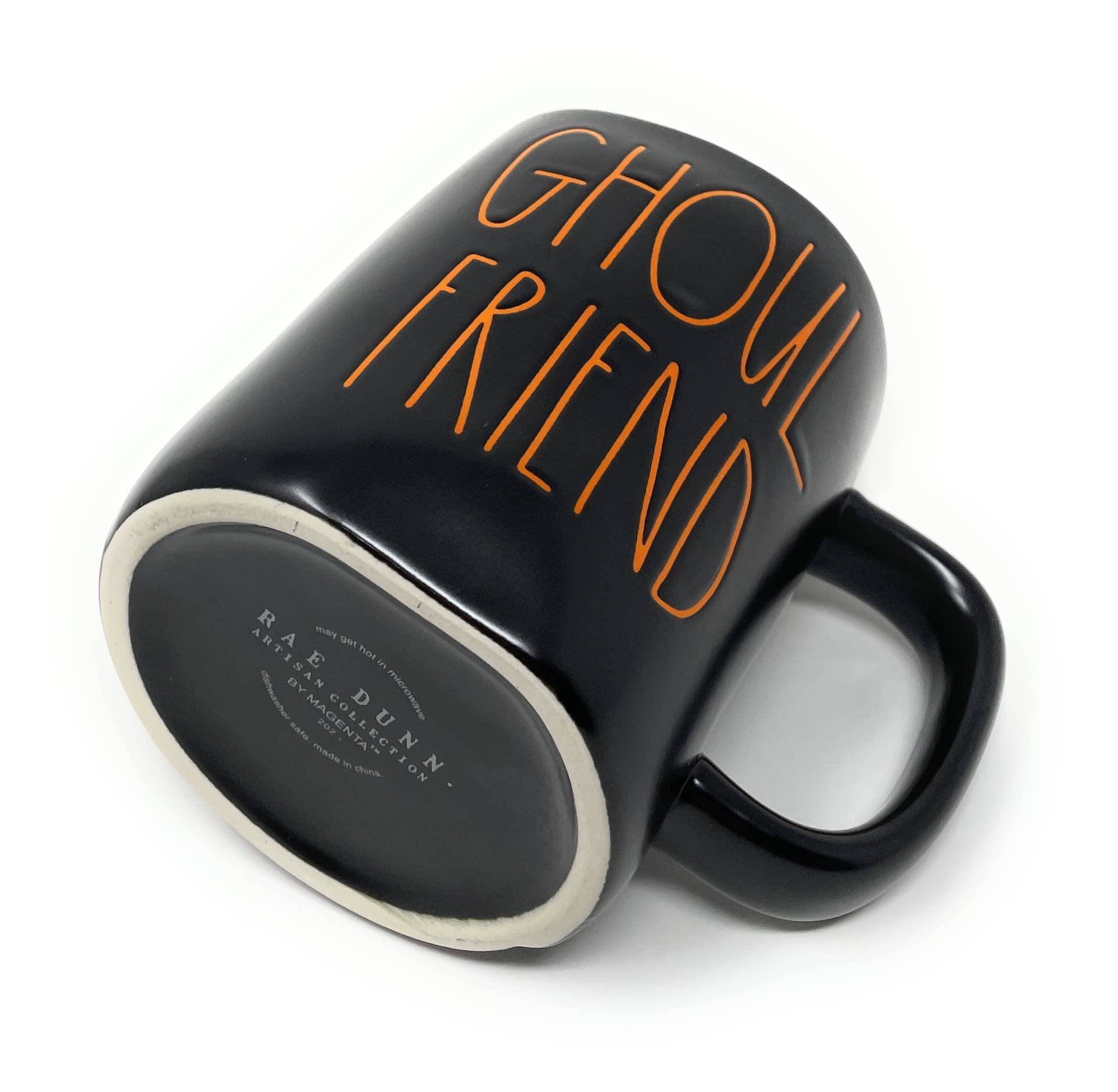 Rae Dunn GHOULS FRIEND Halloween Mug - 16 oz Orange Ceramic Coffee Cup for Spooky Season - Perfect for Pumpkin Spice Lattes & Trick-or-Treating