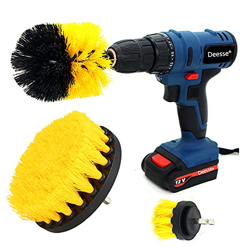 Electric Drill Brush Attachment Set - All Purpose Power Scrubber Cleaning Kit for Kitchen, Bathroom, Tile, Grout, Floor, Tub, Shower & Car - Deesse Drill Brush Accessories for Deep Cleaning Oil, Carpet & Tough Stains - Perfect for Home Cleaning, Auto Detailing & Commercial Use