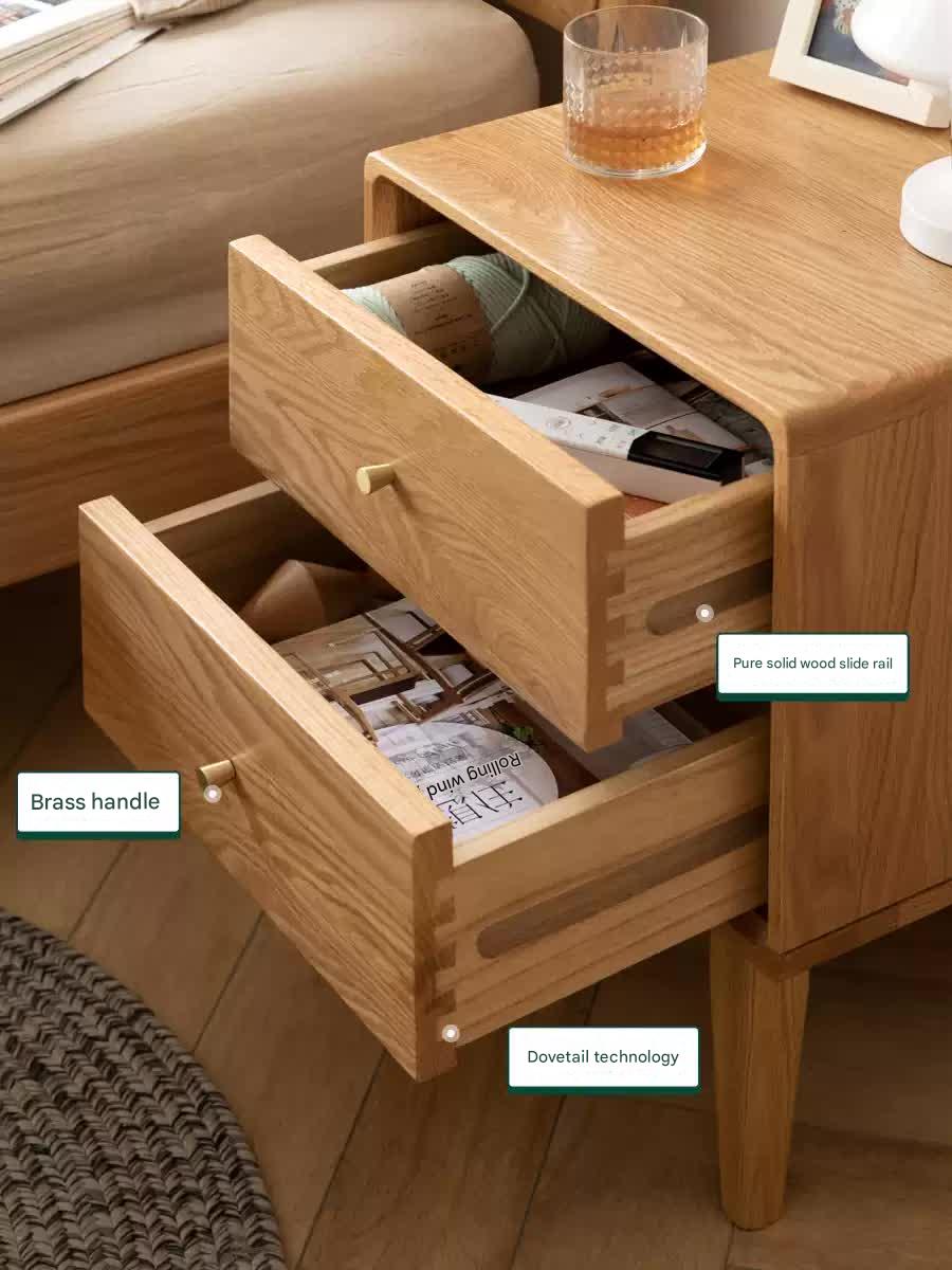 Solid Oak Wood Nightstand - Sturdy Bedside Table with Drawer for Bedroom, Living Room, or Office - Perfect for Storage & Decor