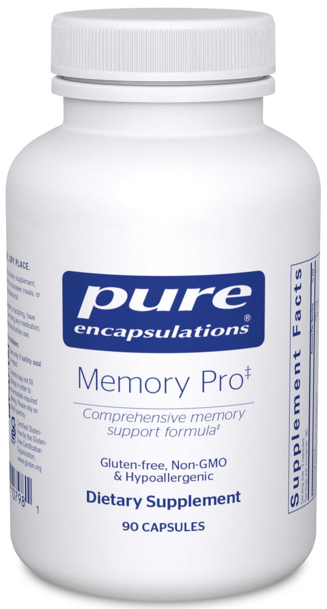 Pure Encapsulations Memory Pro - Brain Supplement for Focus & Cognitive Support | 90 Capsules | Supports Memory, Concentration & Mental Clarity for Students, Professionals & Seniors