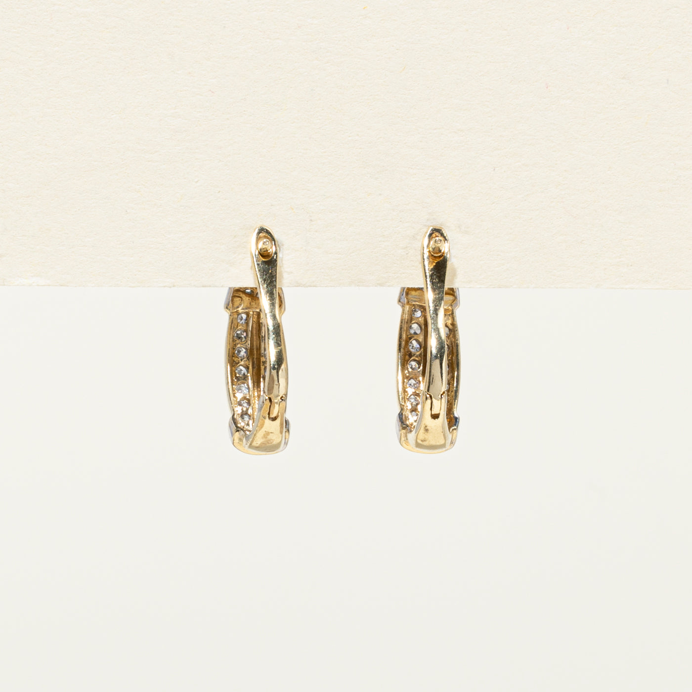 0.18ctw Diamond Huggie Hoop Earrings for Women - Two Row Sparkling Studs for Everyday Wear & Special Occasions