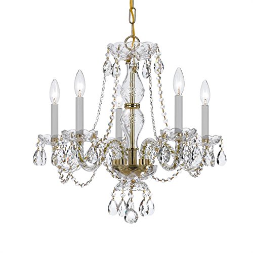 Traditional Crystal 5-Light Chandelier with Spectra Crystal & Polished Brass - Perfect for Dining Room, Living Room, and Bedroom Lighting